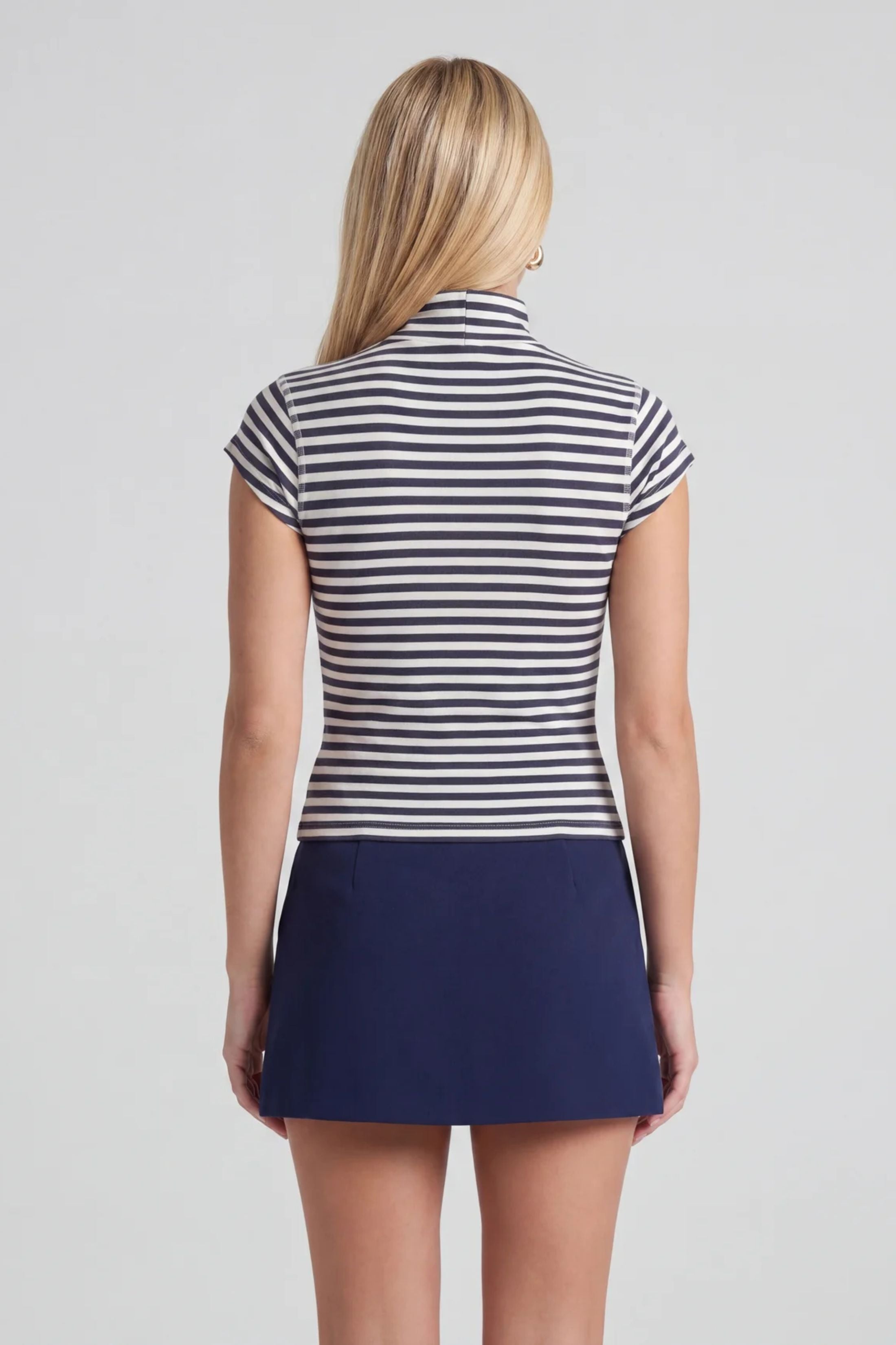 Maria High Neck Striped Shirt