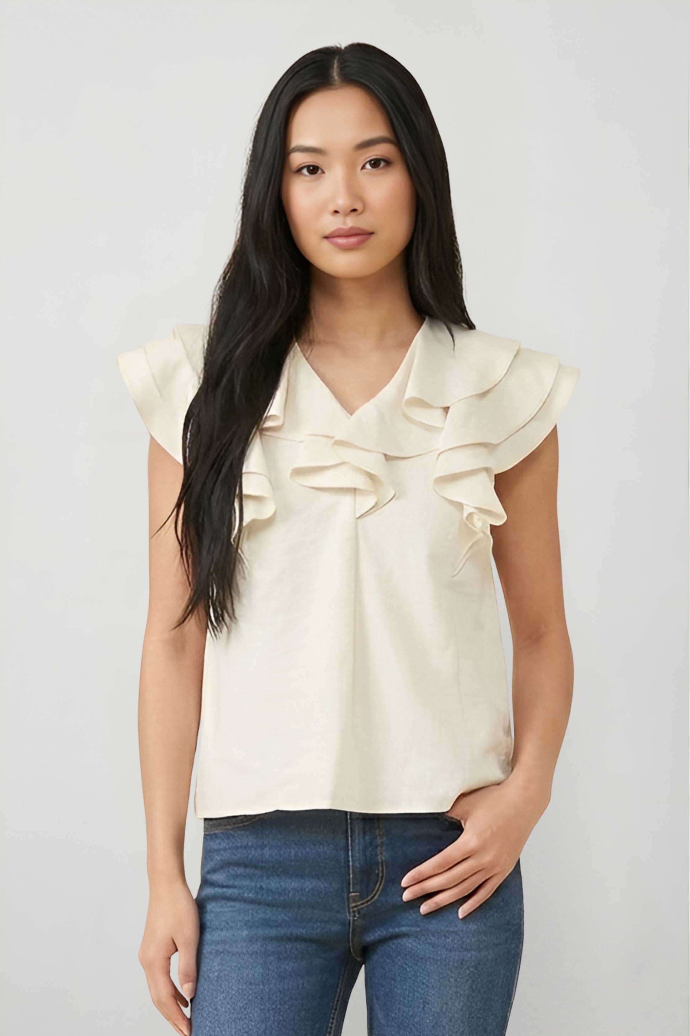 Becca Linen Ruffle Top