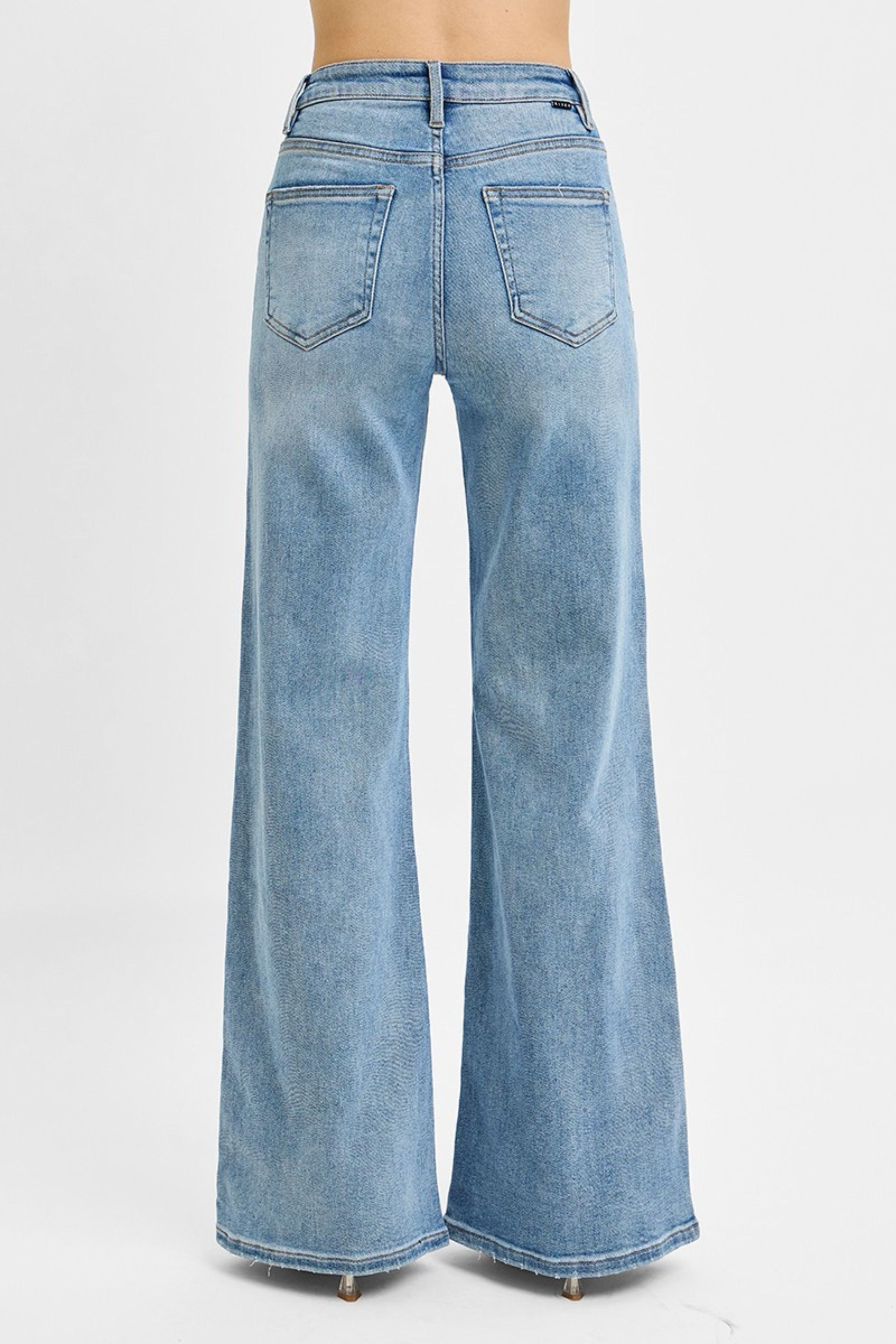 Mari High Rise Wide-Front Yoke Detail Jeans