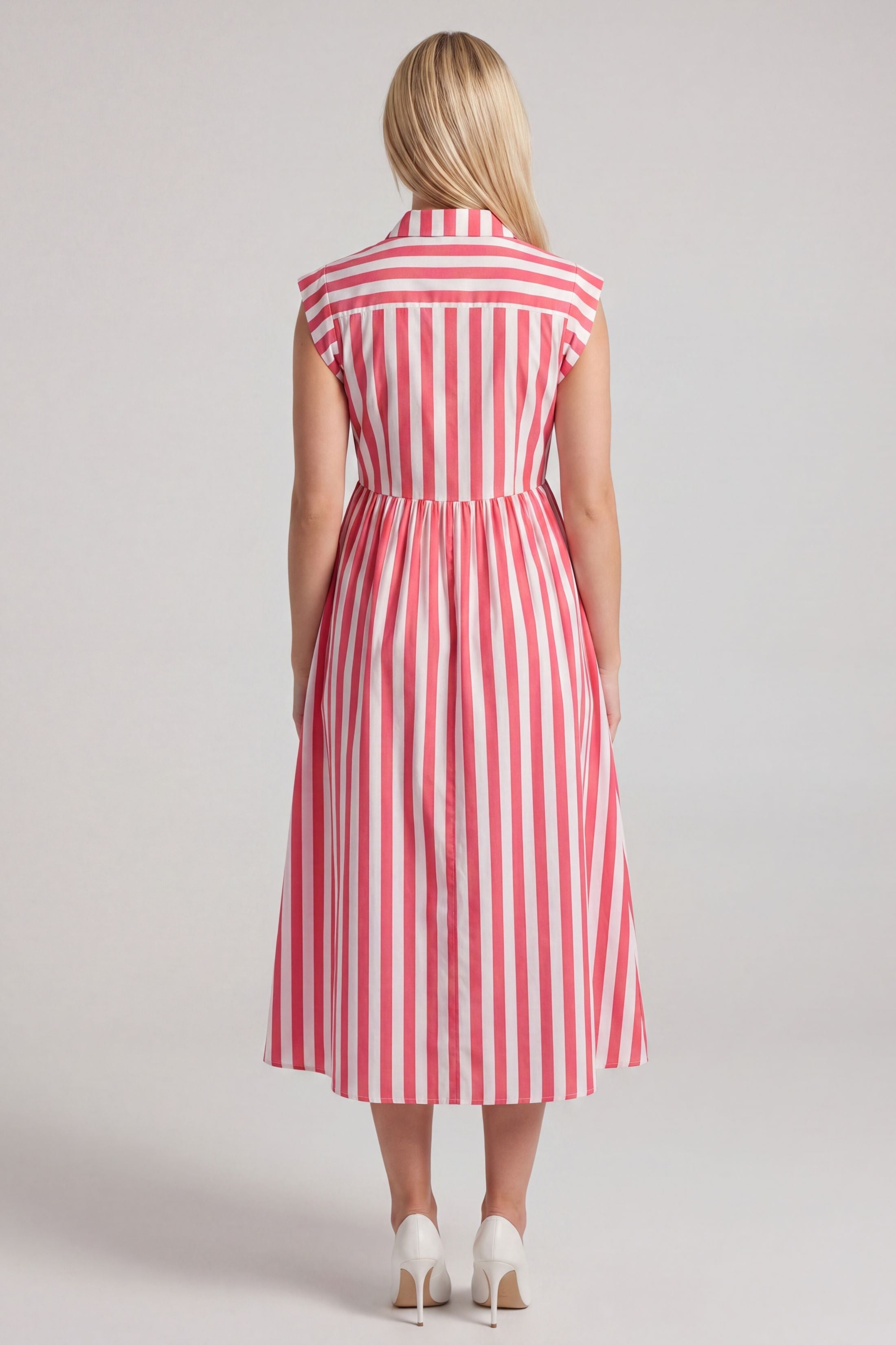 Clark Striped Collared Midi Dress