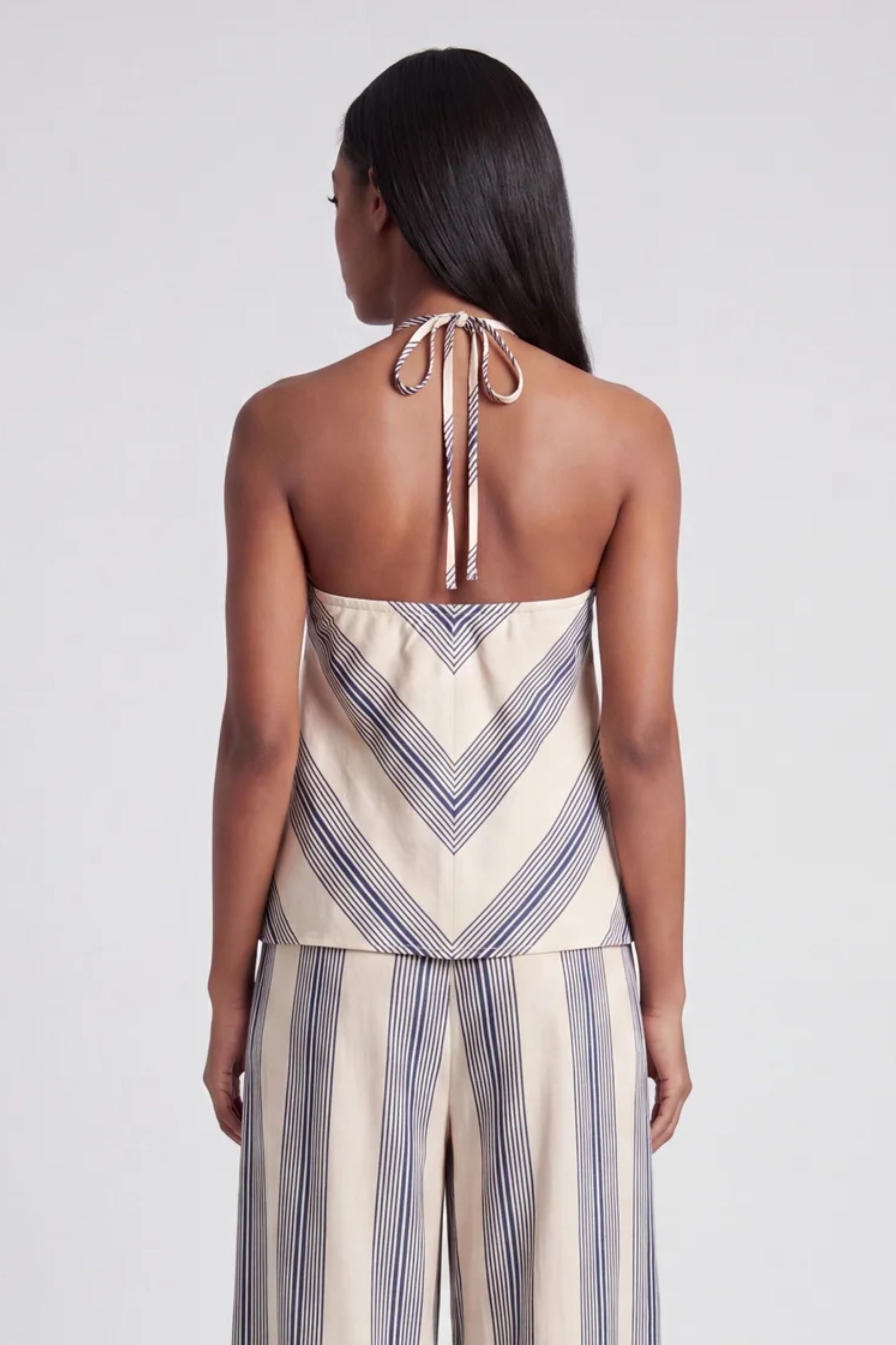 Tara Linen Striped Halter Neck Top