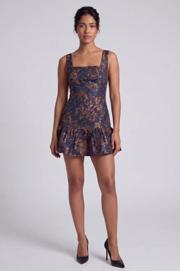 Gisella Jacquard Square Neck Flounce Dress