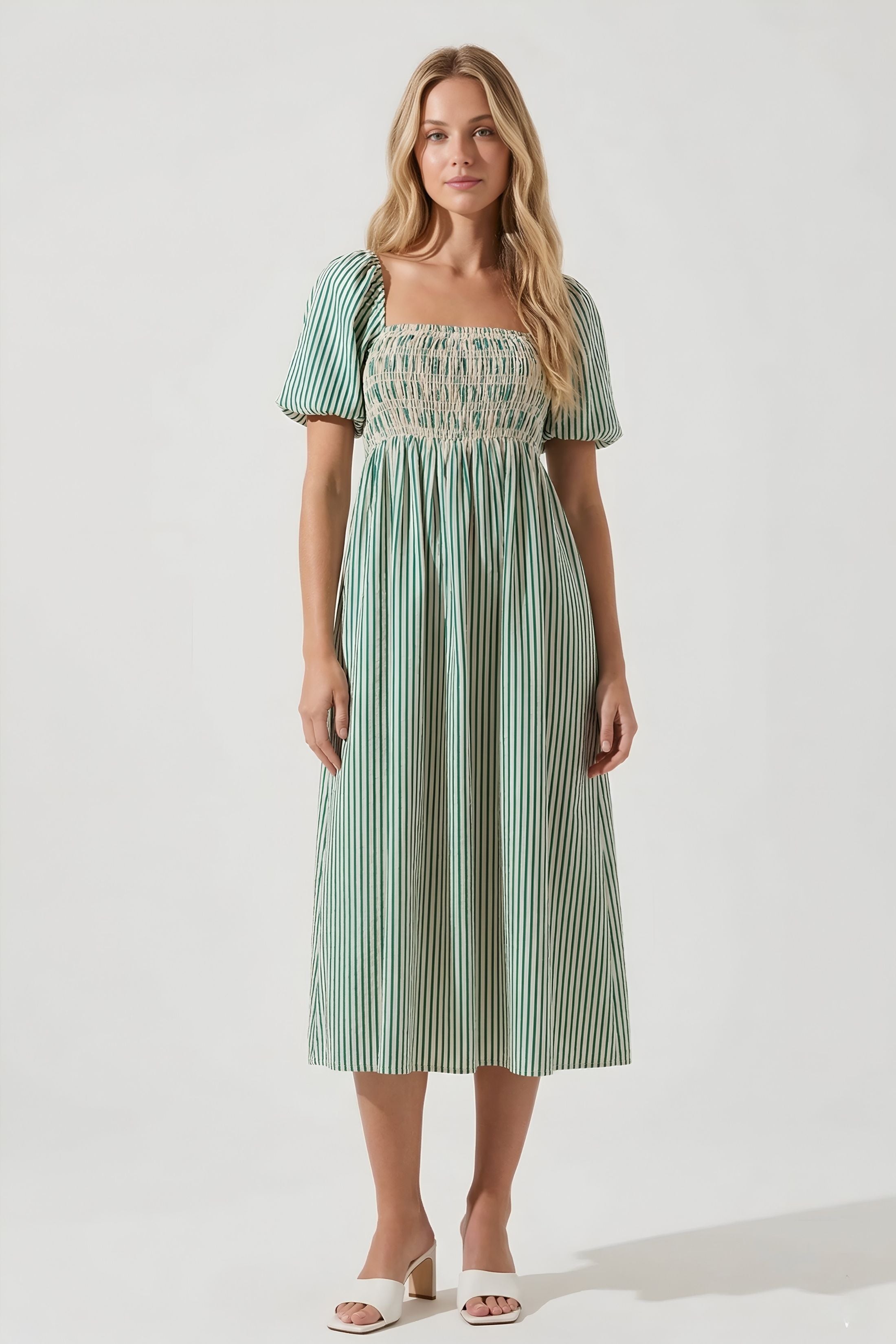 Arnold Smocked Stripe Midi Dress