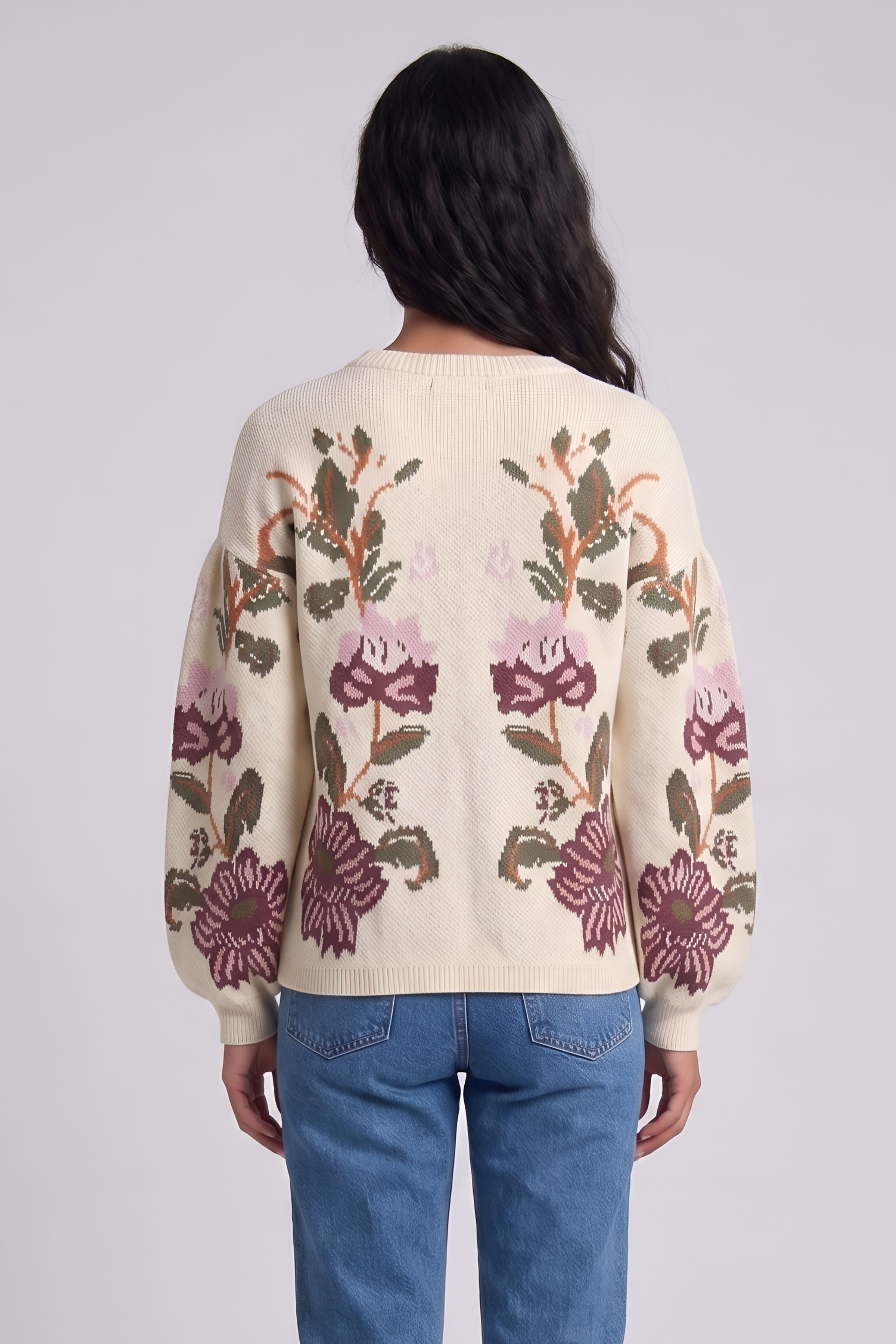 Desi Floral Printed Sweater Top