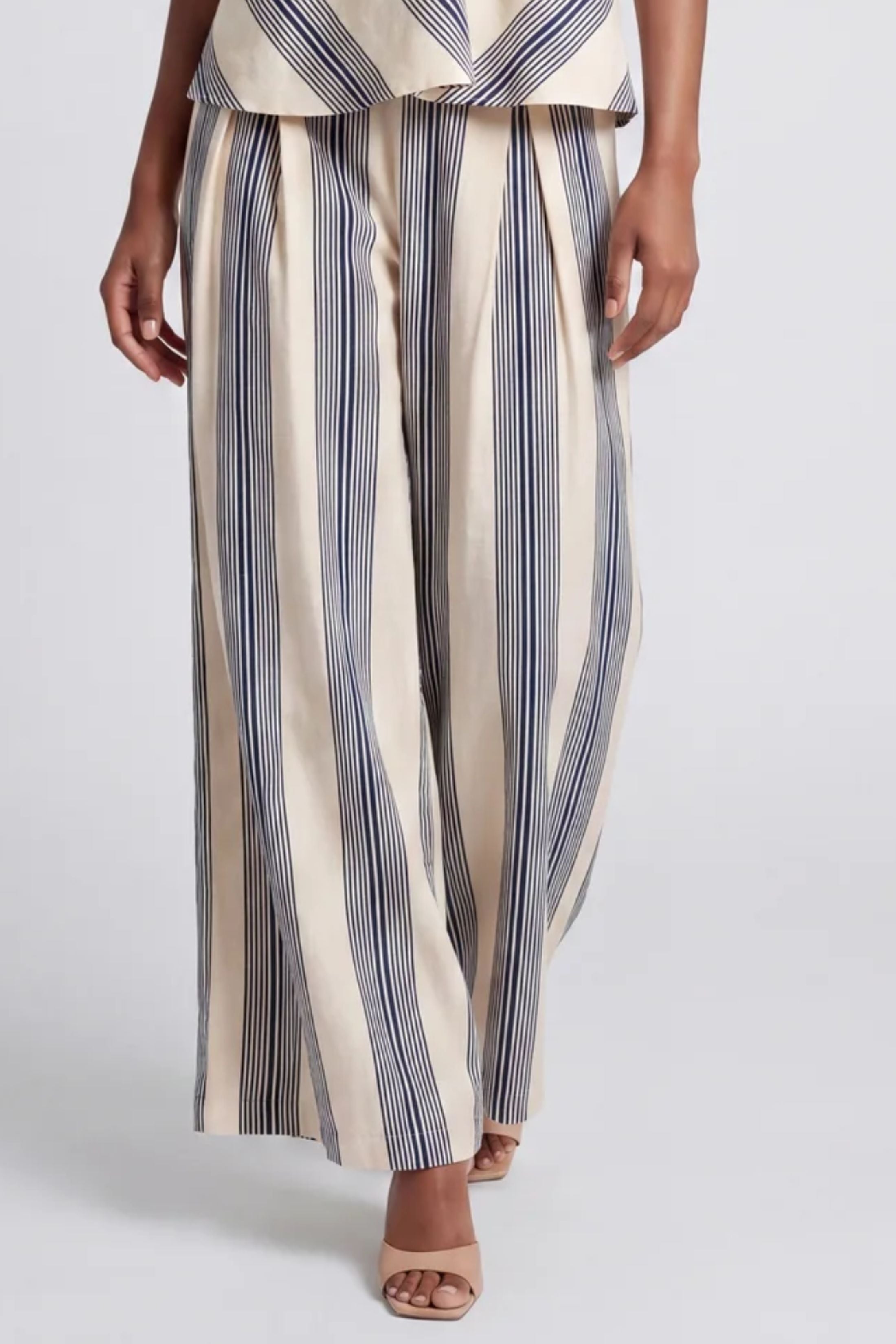 Tara Wide Leg Striped Linen Pants