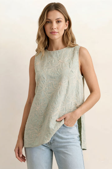 Ally Embroidered Sleeveless Top