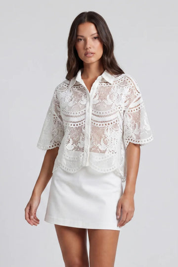 Blake Lace Button Up Collared Top