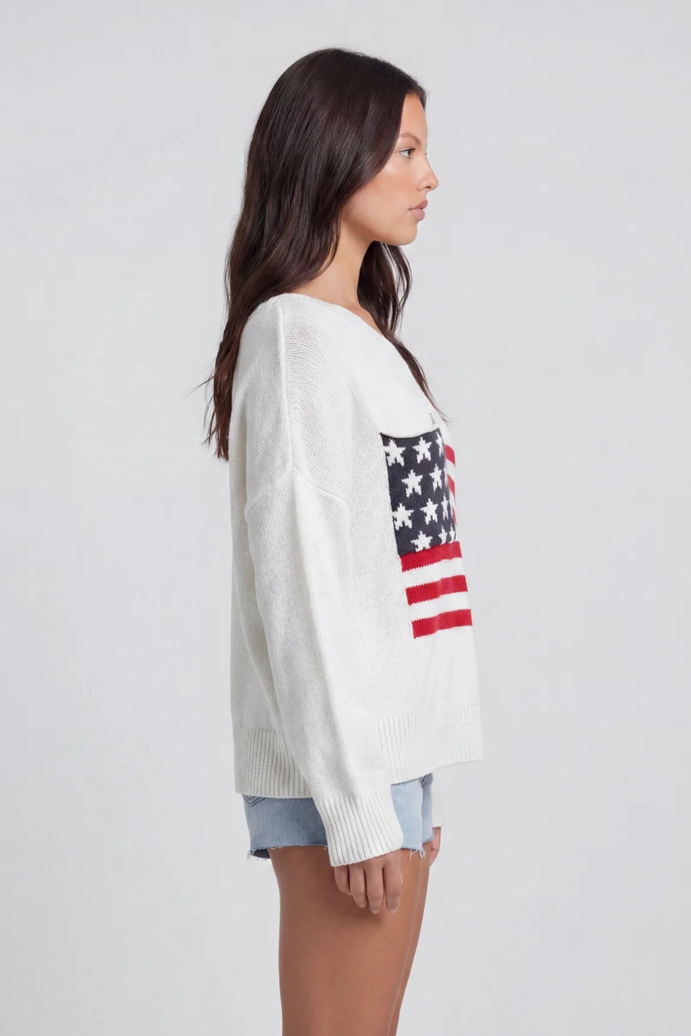 American Flag Pocket Detail Sweater