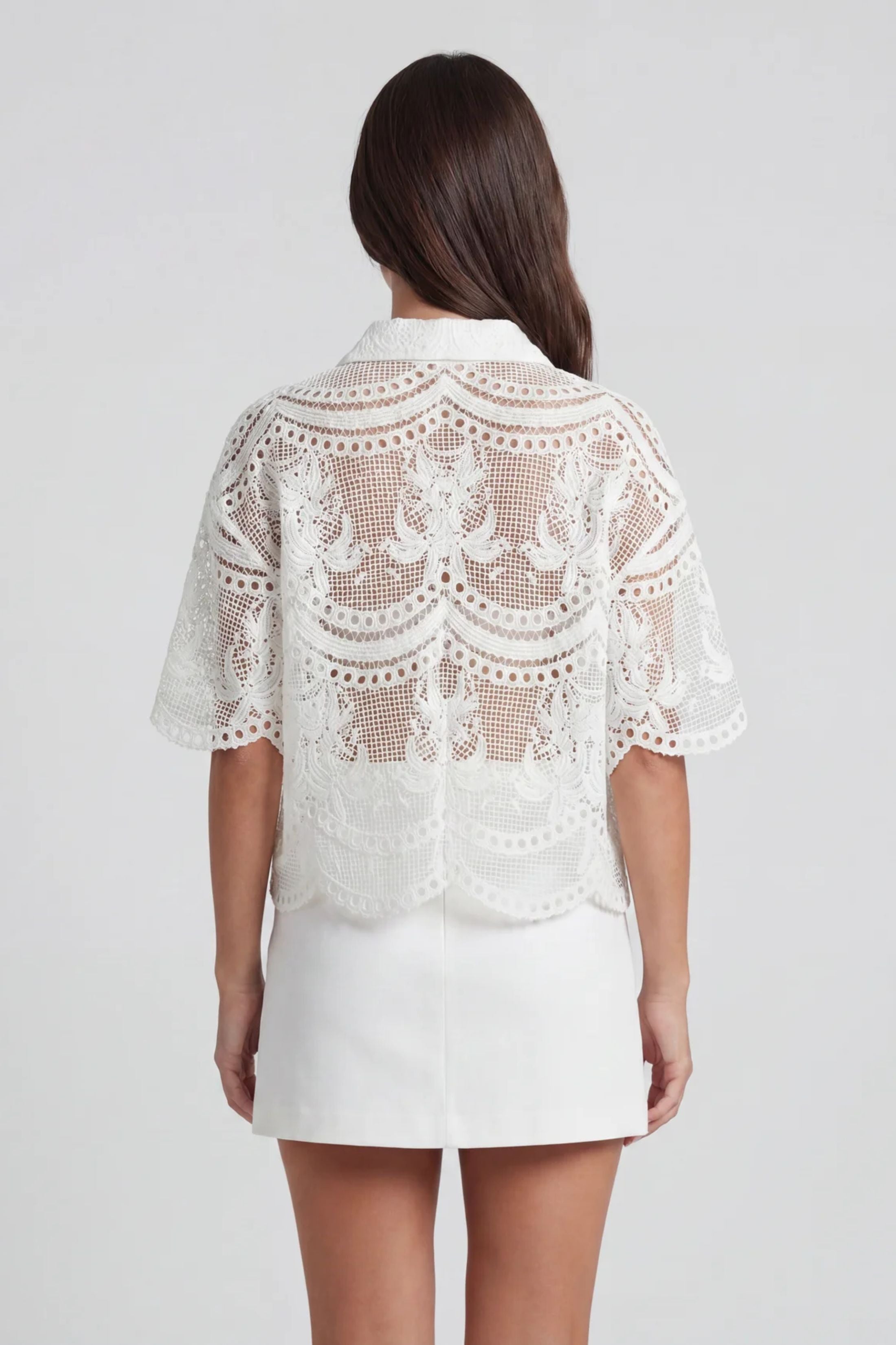 Blake Lace Button Up Collared Top