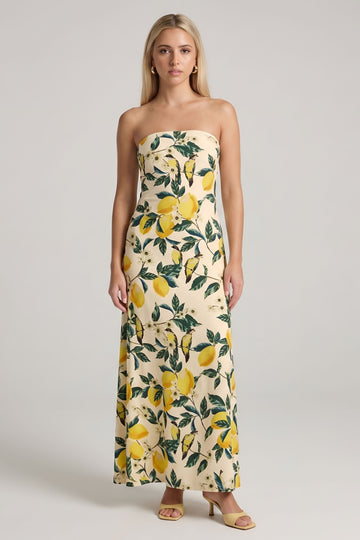 Zahra Lemon Garden Maxi Dress
