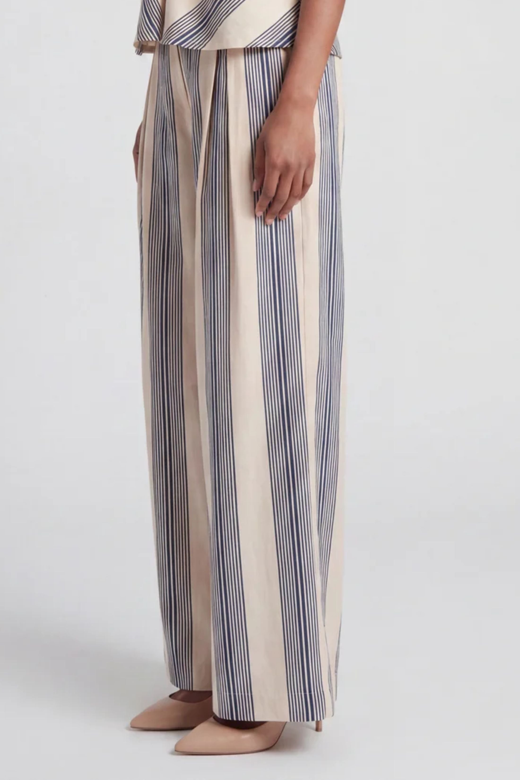 Tara Wide Leg Striped Linen Pants
