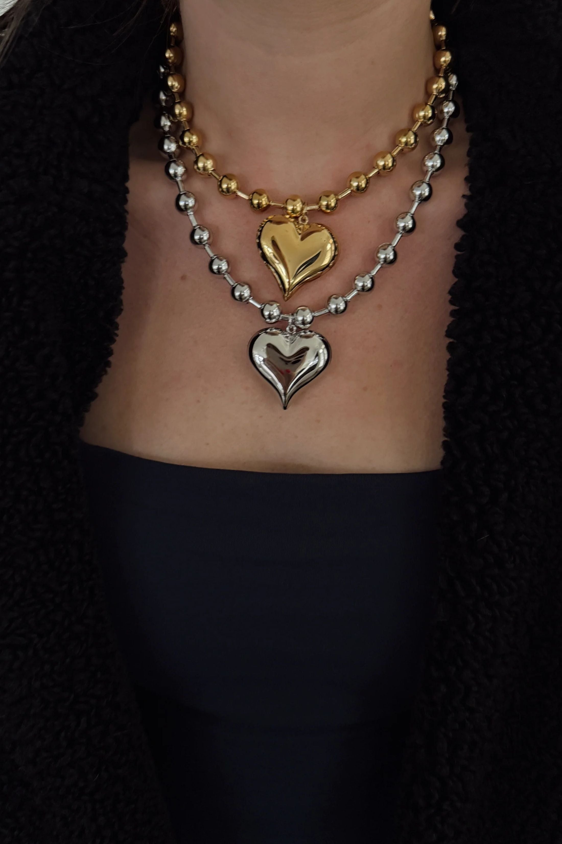 Silver Bubble Heart Necklace