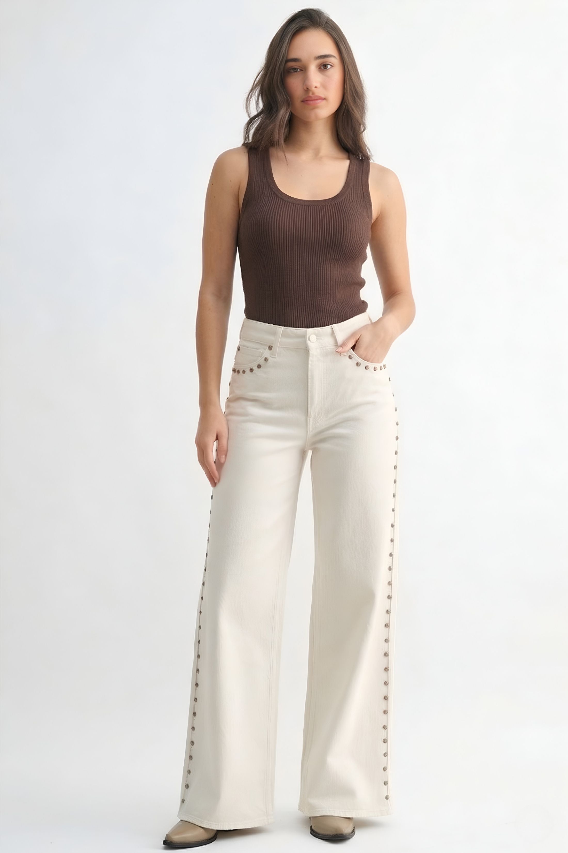 Bowen Studded Palazzo Jeans