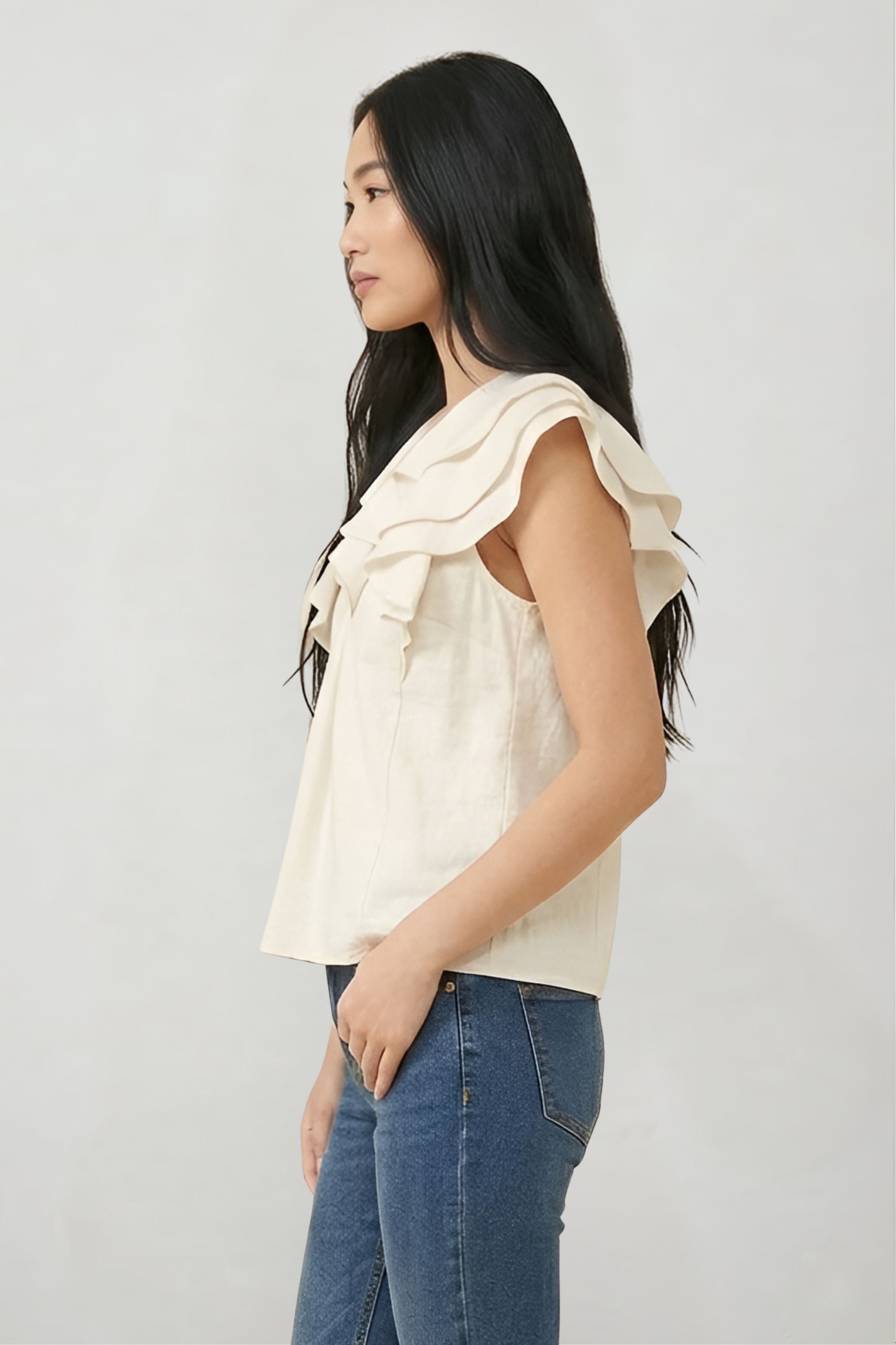 Becca Linen Ruffle Top