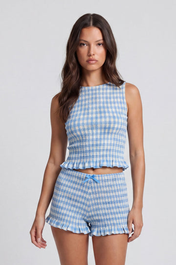 Abby Sleeveless Smocked Gingham Top