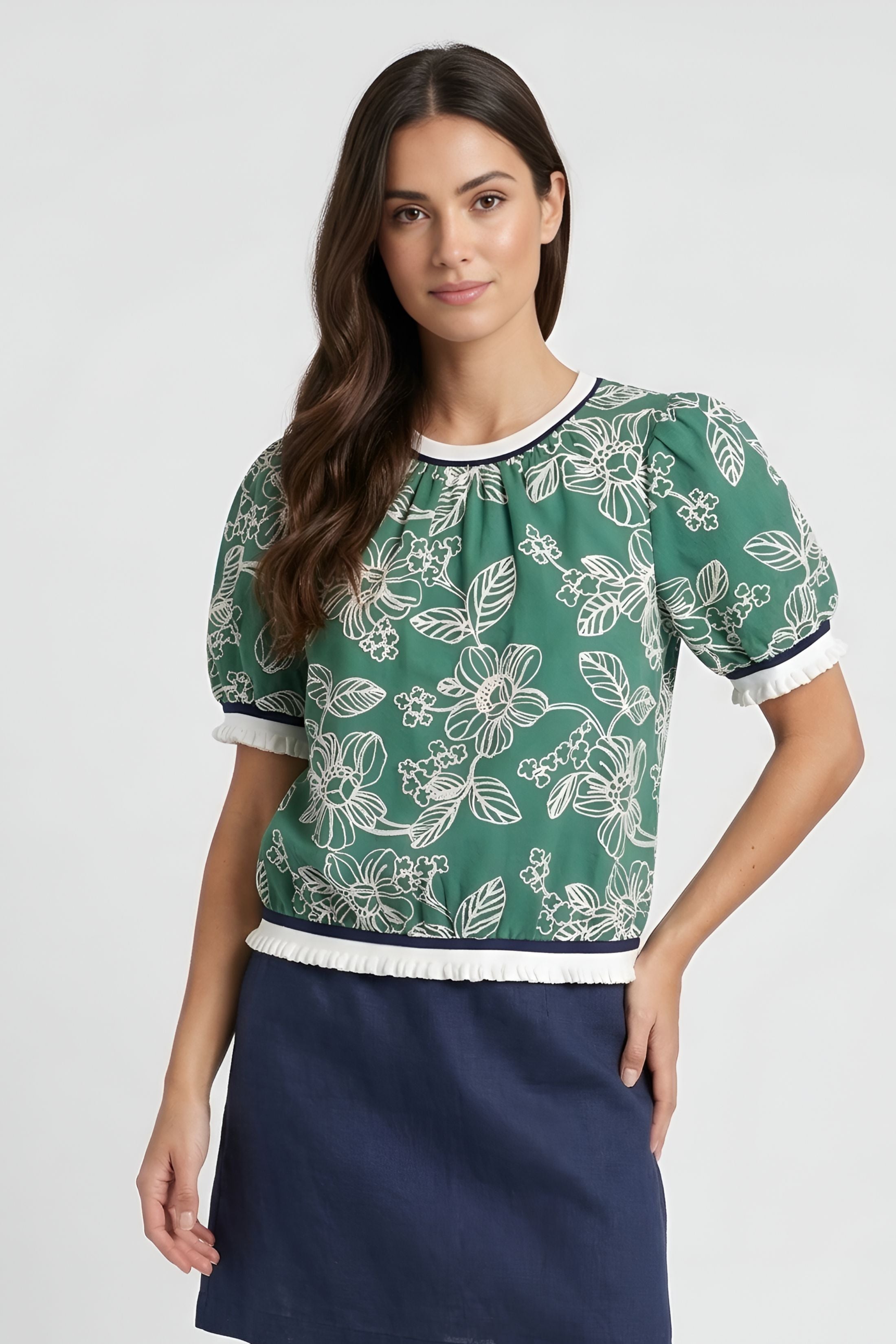 Annie Floral Ribbed Top