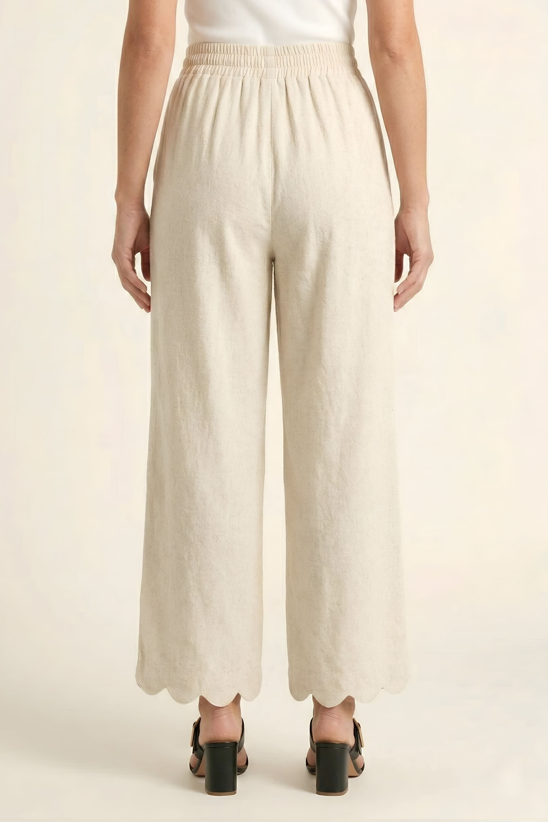 Bailey Scalloped Hem Linen Pants