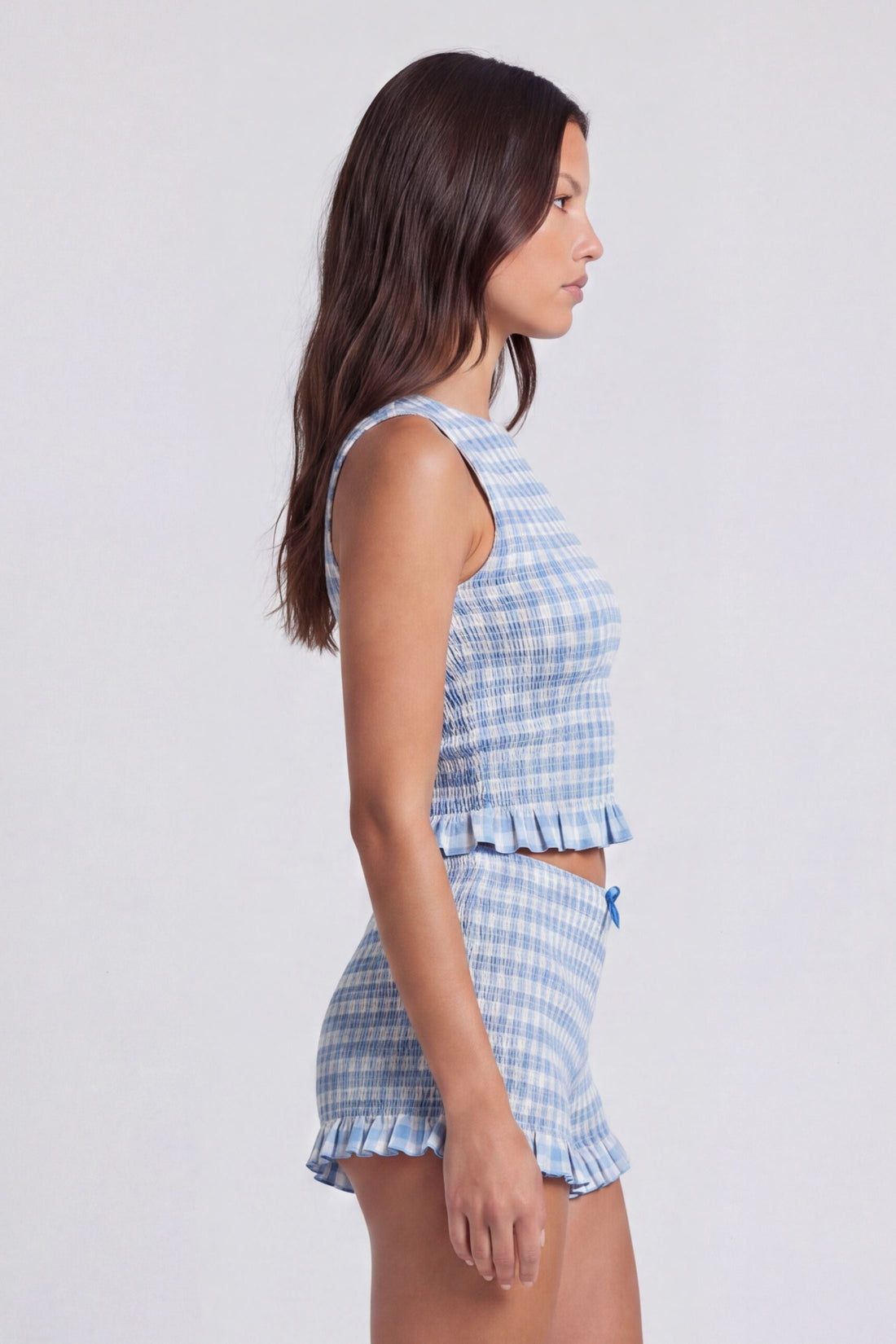 Abby Sleeveless Smocked Gingham Top