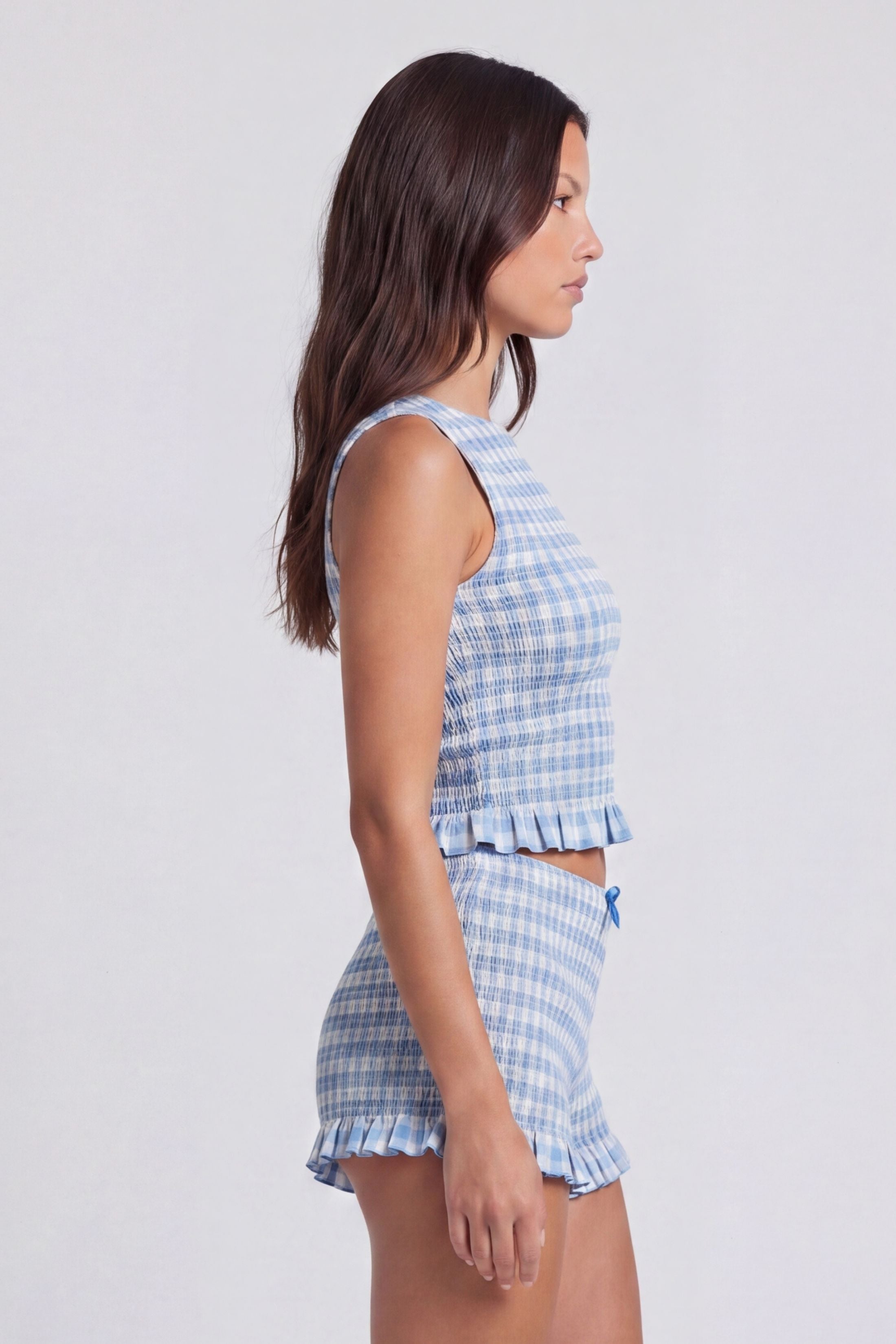 Abby Sleeveless Smocked Gingham Top