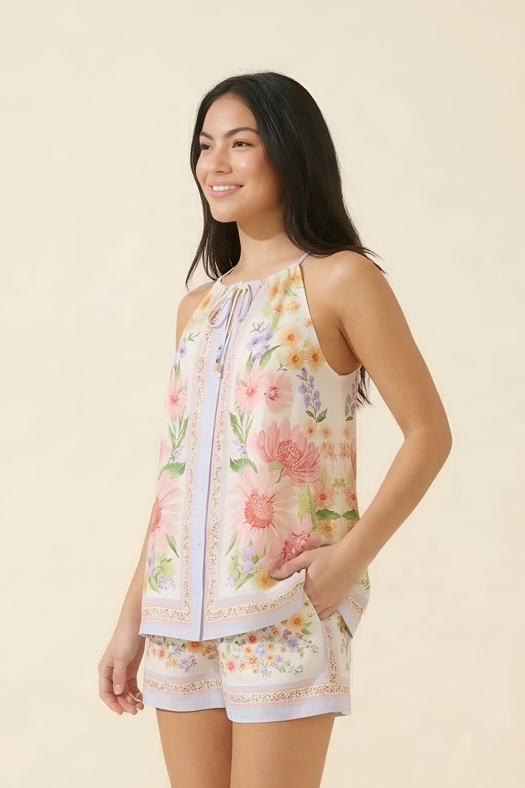 Claire Floral Print Halter Top