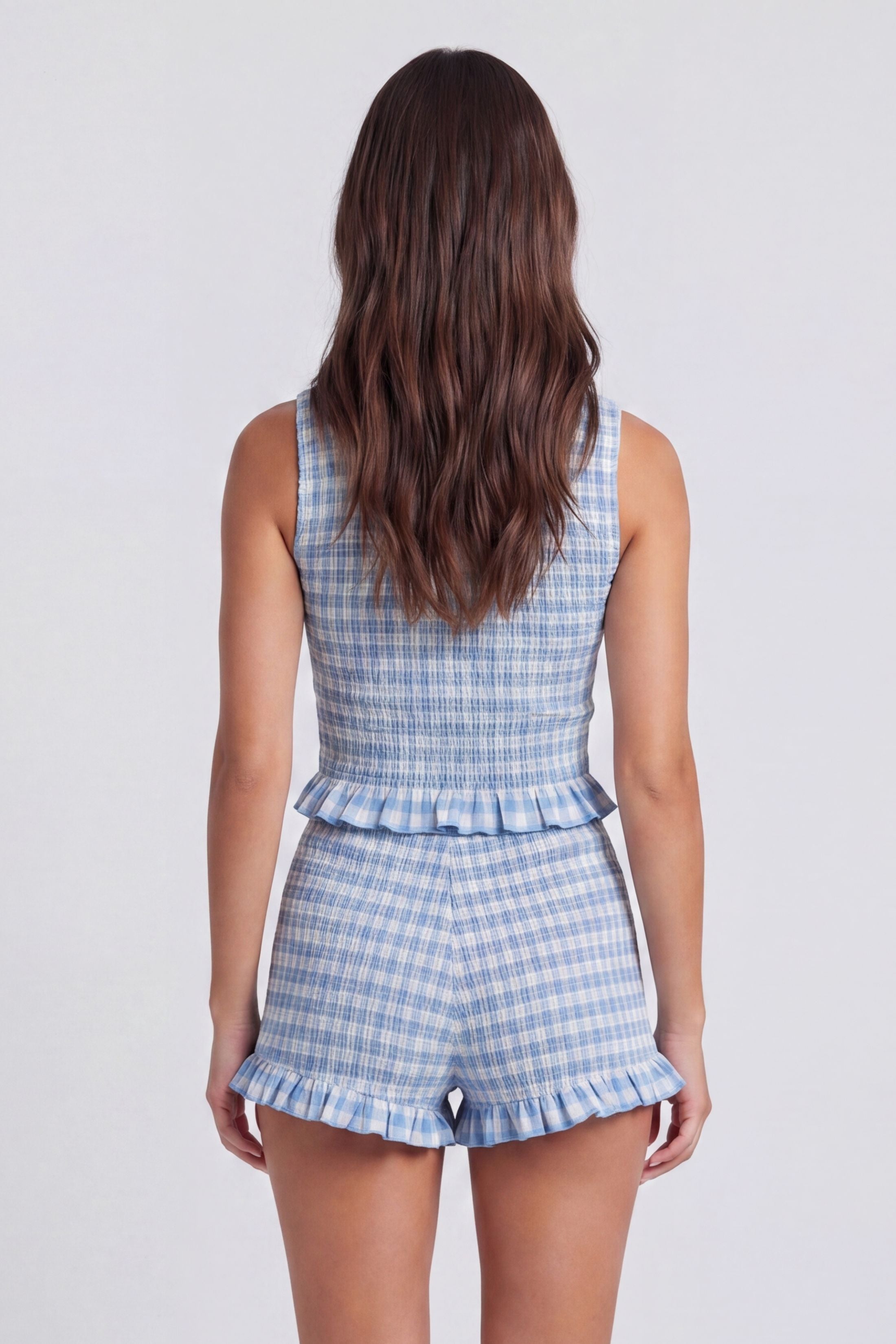 Abby Sleeveless Smocked Gingham Top