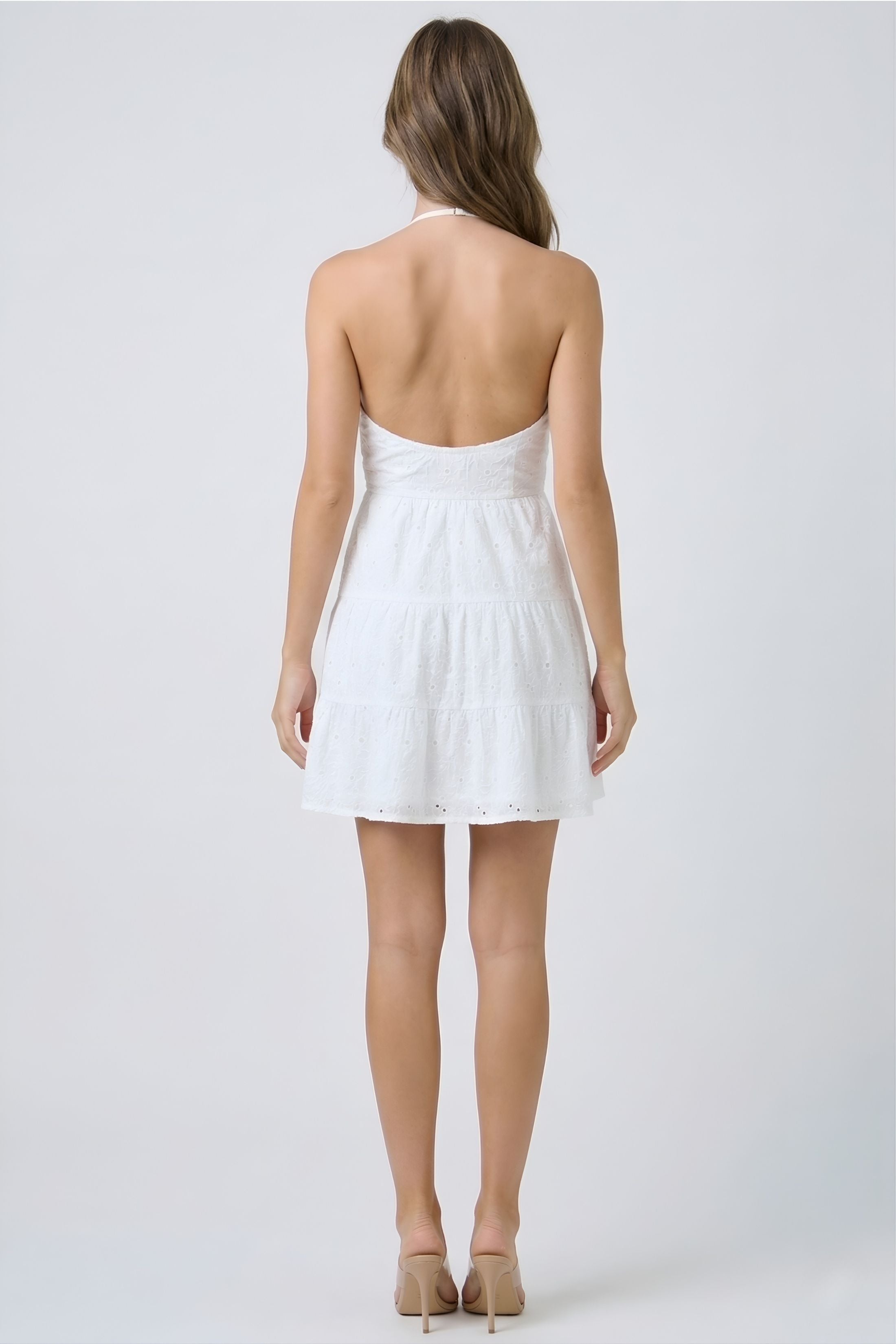 Abby Ruched V neck Mini Dress