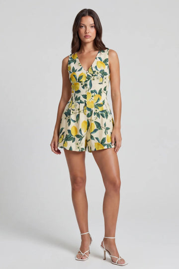 Lara Vintage Lemonade Plunging Waist Tuck Romper