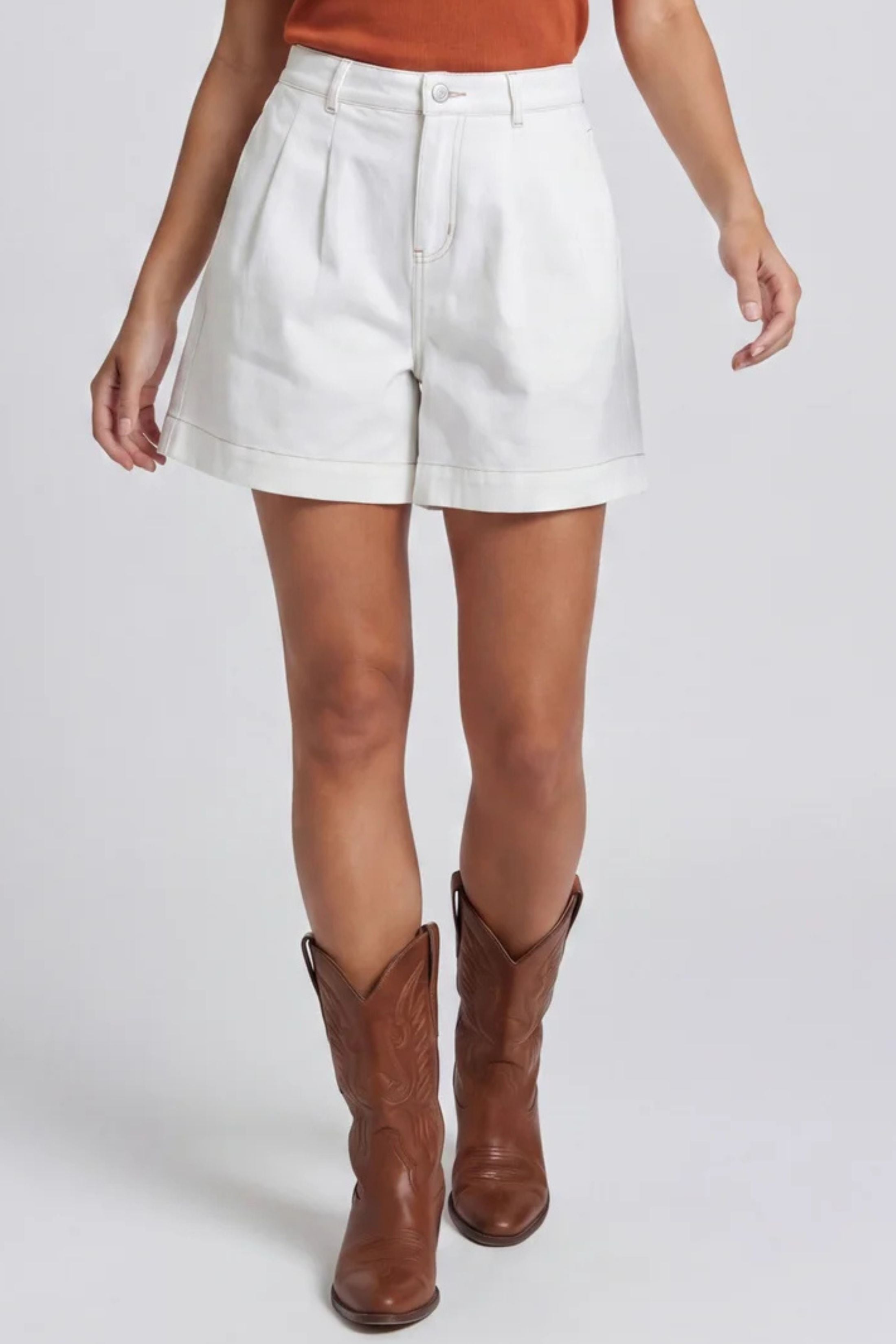 Allison High Waisted Button Closure Shorts