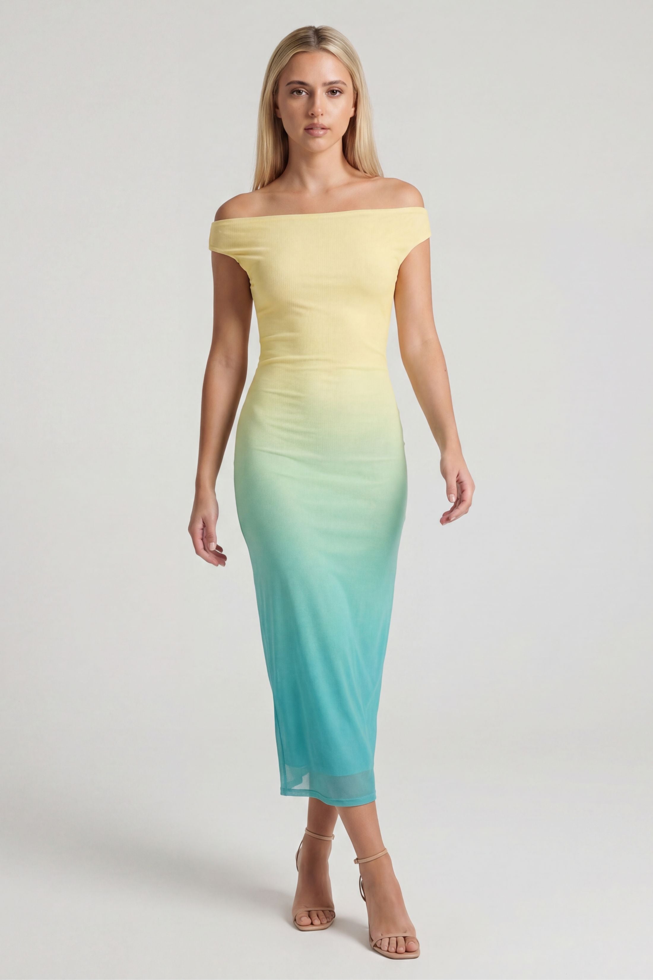 Raini Ombre Twisted Off The Shoulder Dress