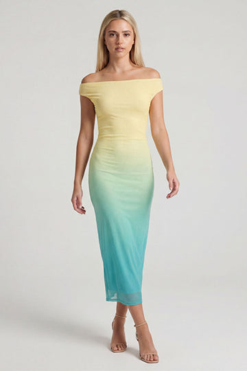 Raini Ombre Twisted Off The Shoulder Dress
