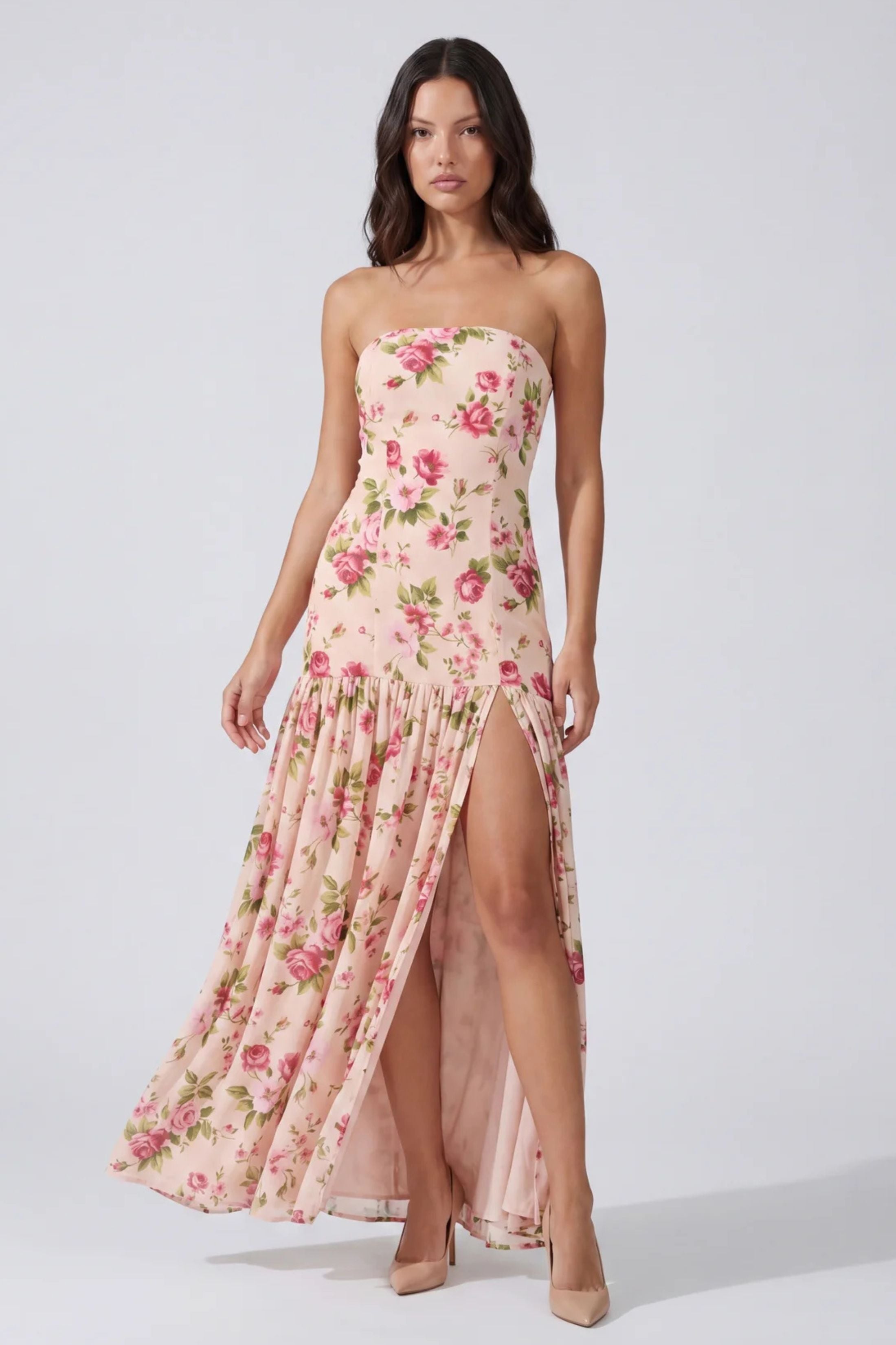 Cleo Strapless Drop Waist Maxi Dress