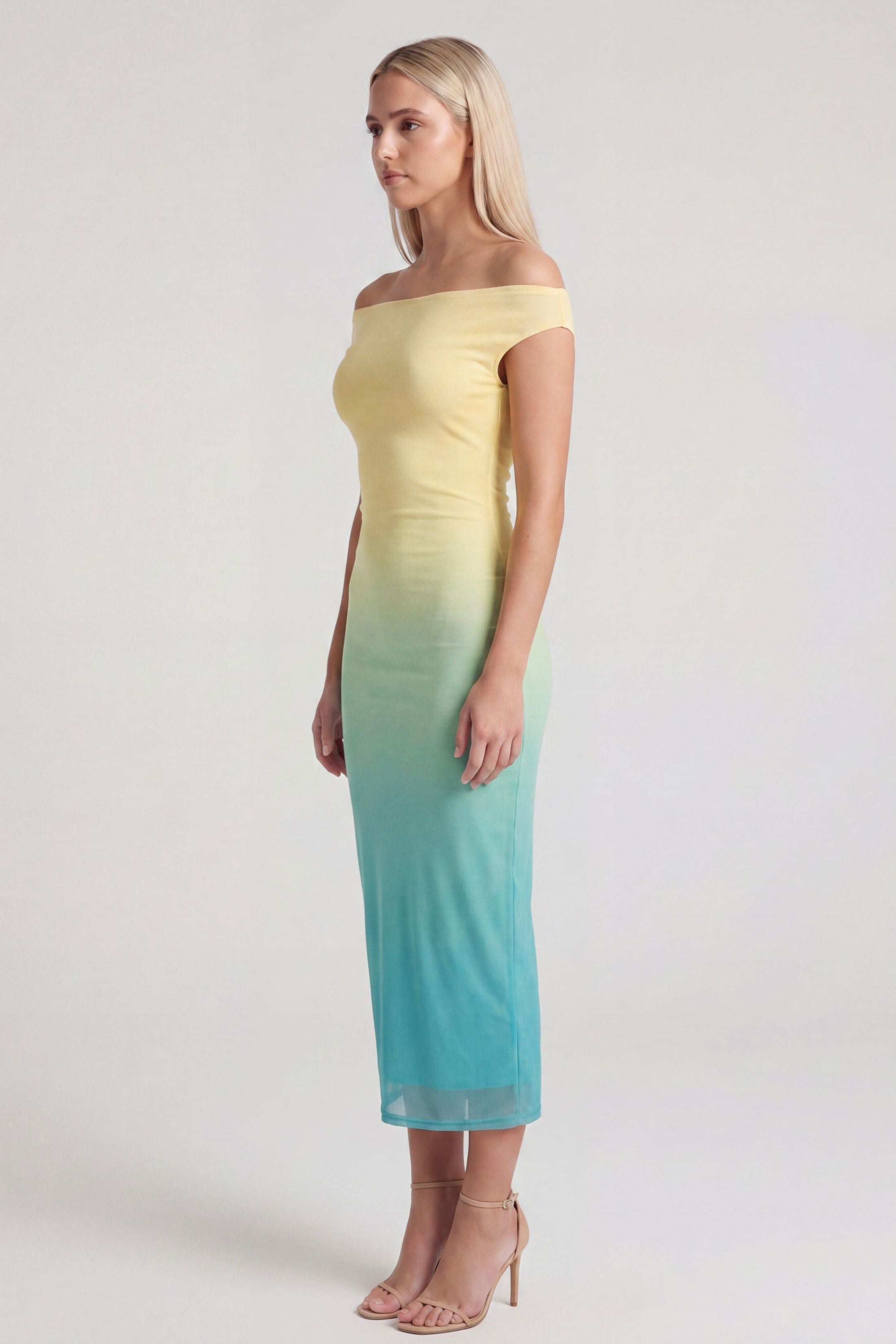 Raini Ombre Twisted Off The Shoulder Dress