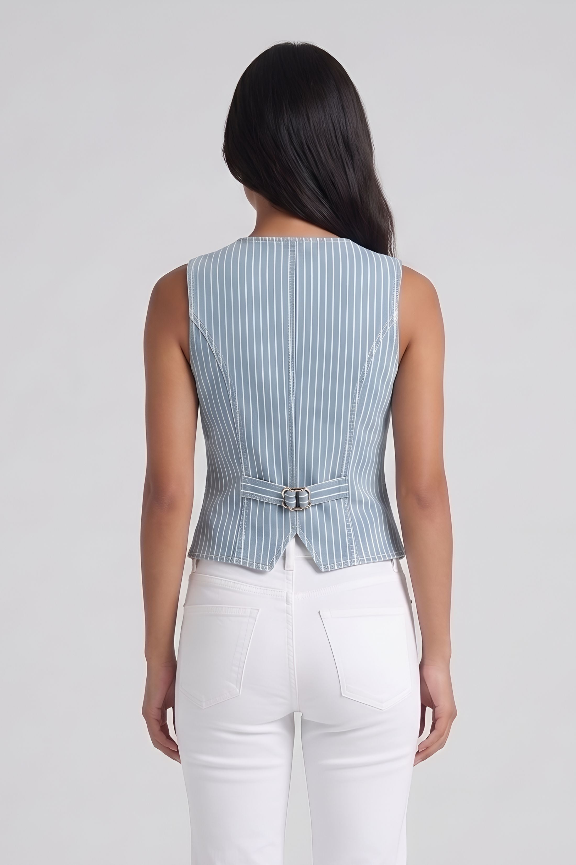 Daisy Striped Denim Top