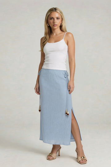 Hanna Textured Woven Midi Skirt