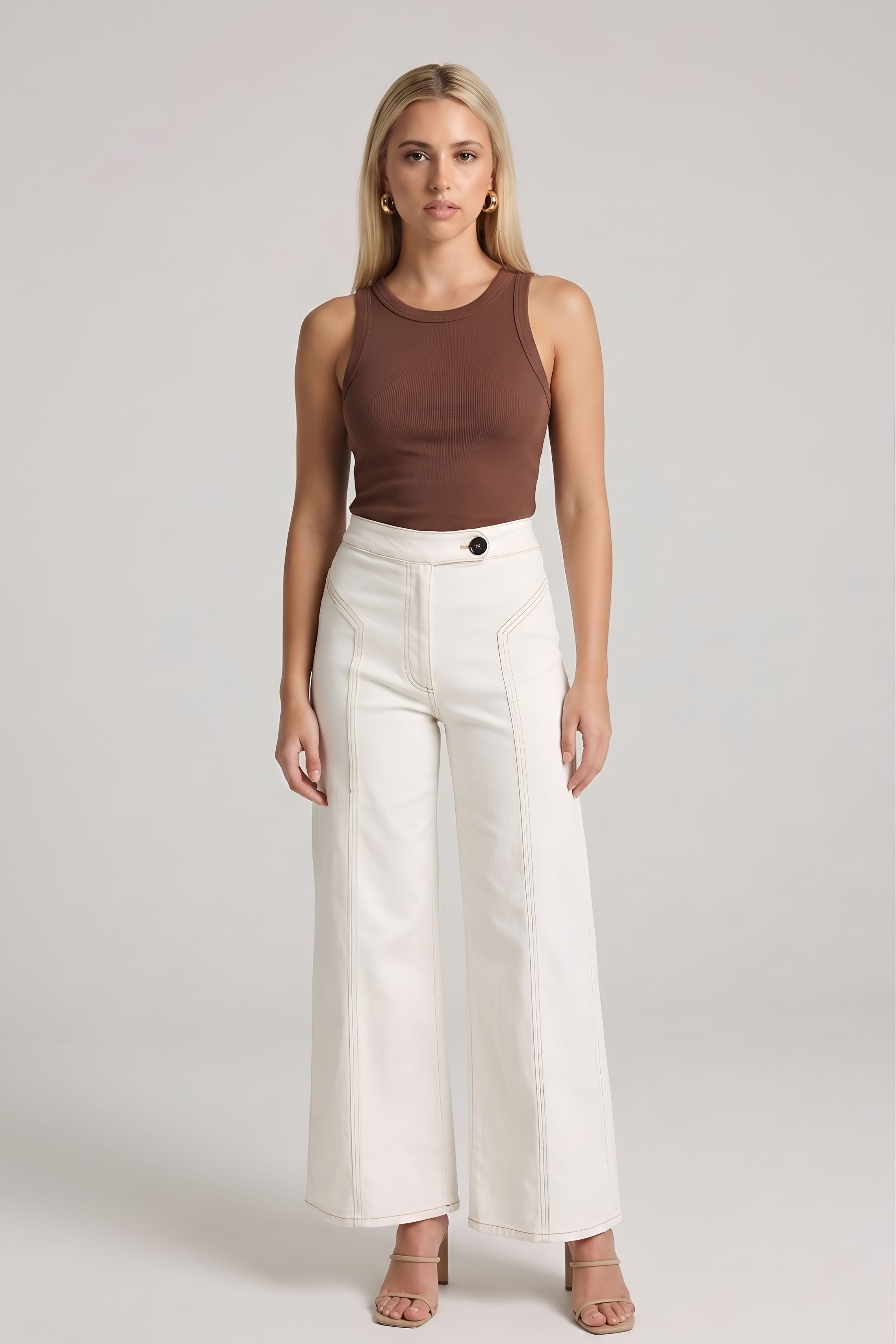 Iris Top Stitch Detail Flare Pants