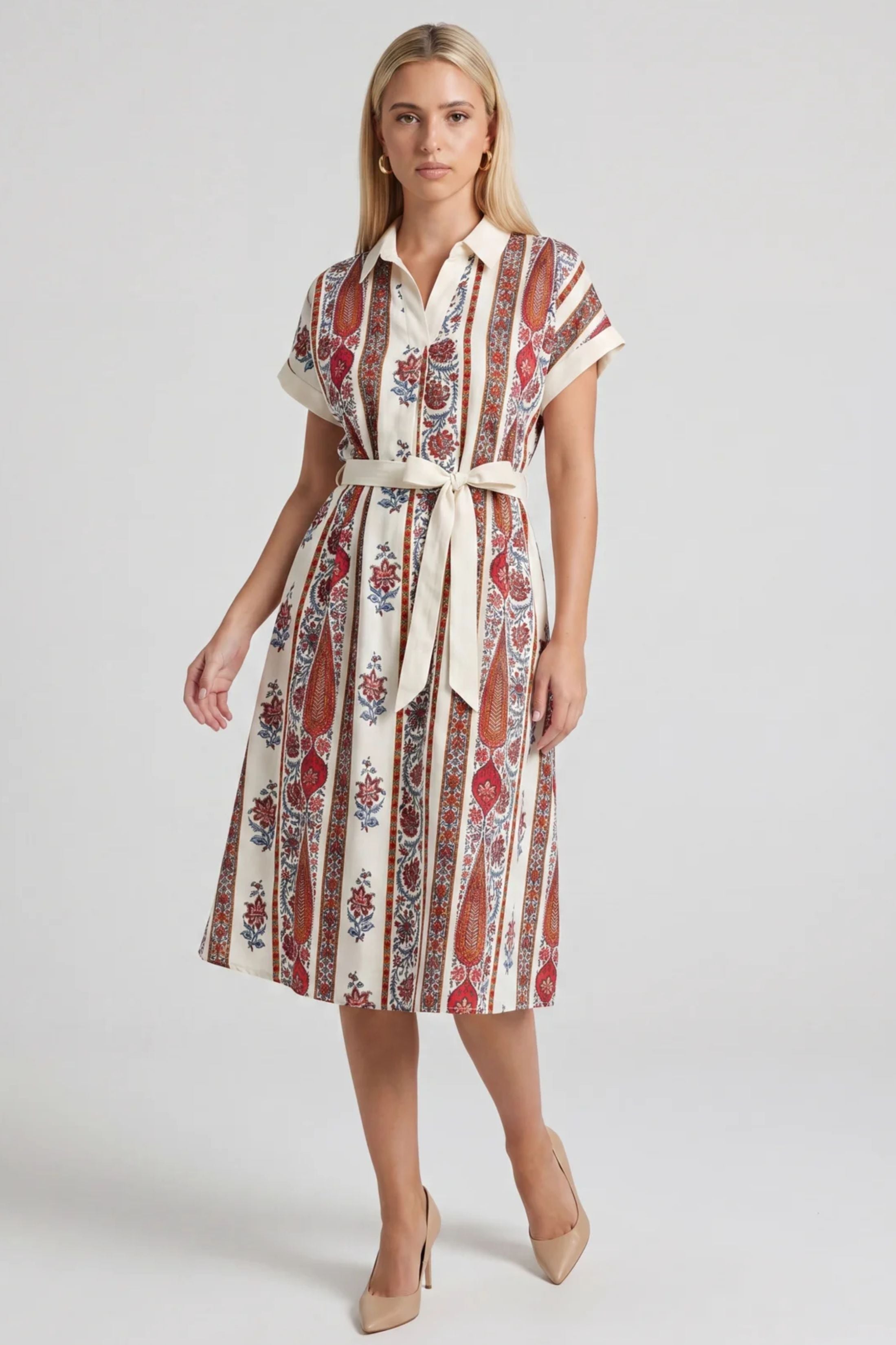 Ciara Front Pleated Midi Dress