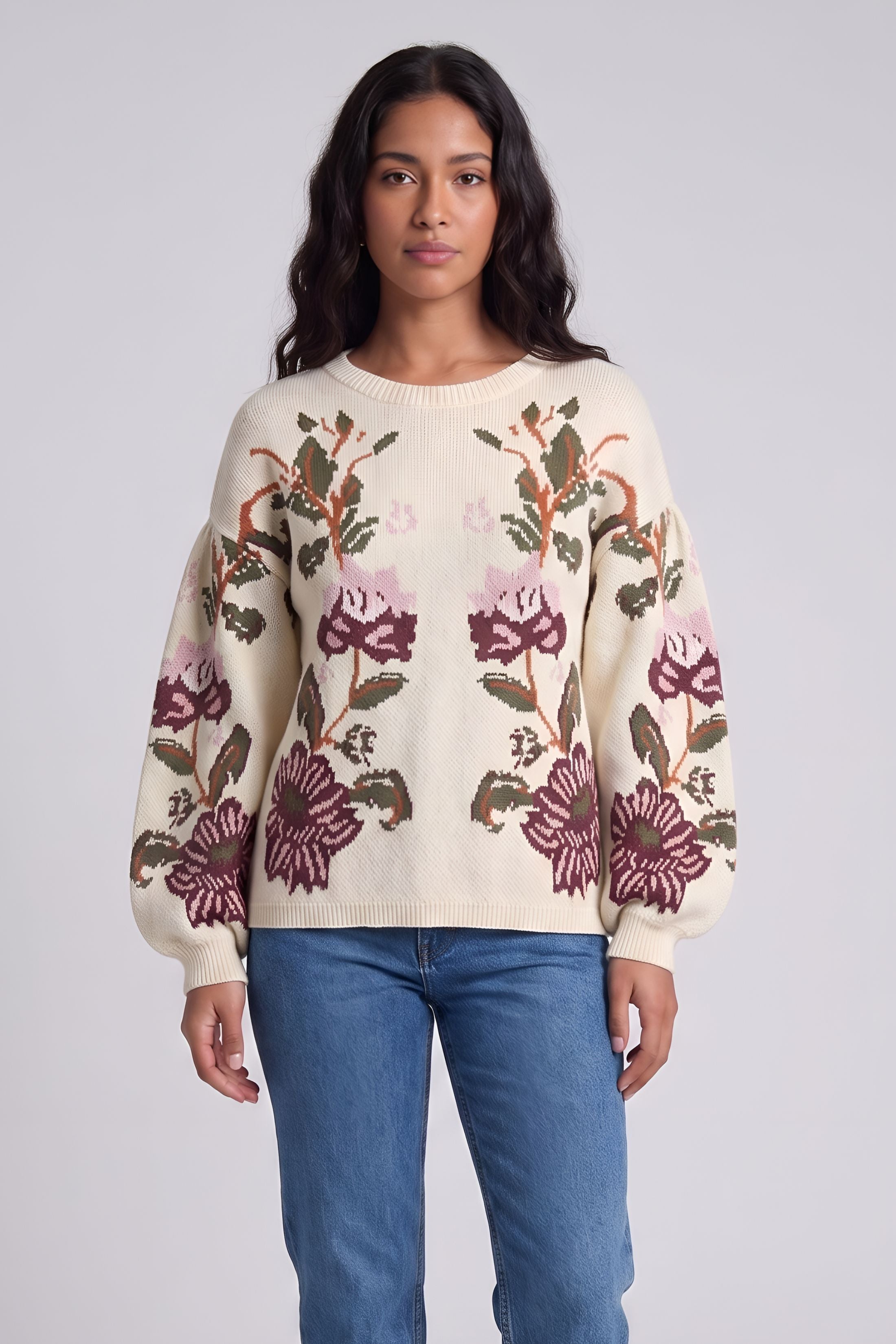 Desi Floral Printed Sweater Top