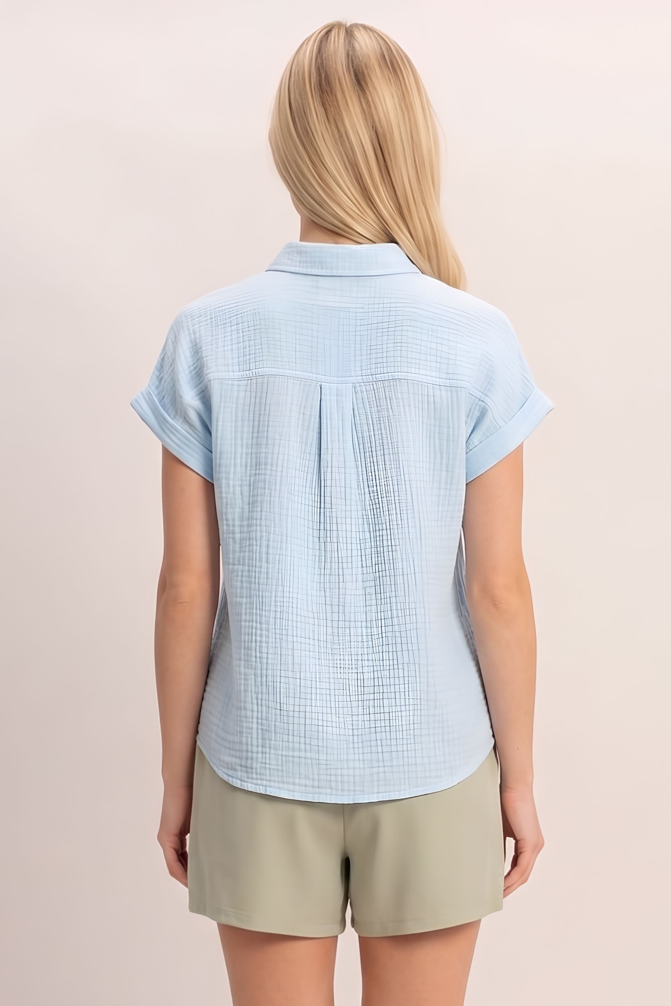 Daphne Rolled Sleeve Buttoned Top