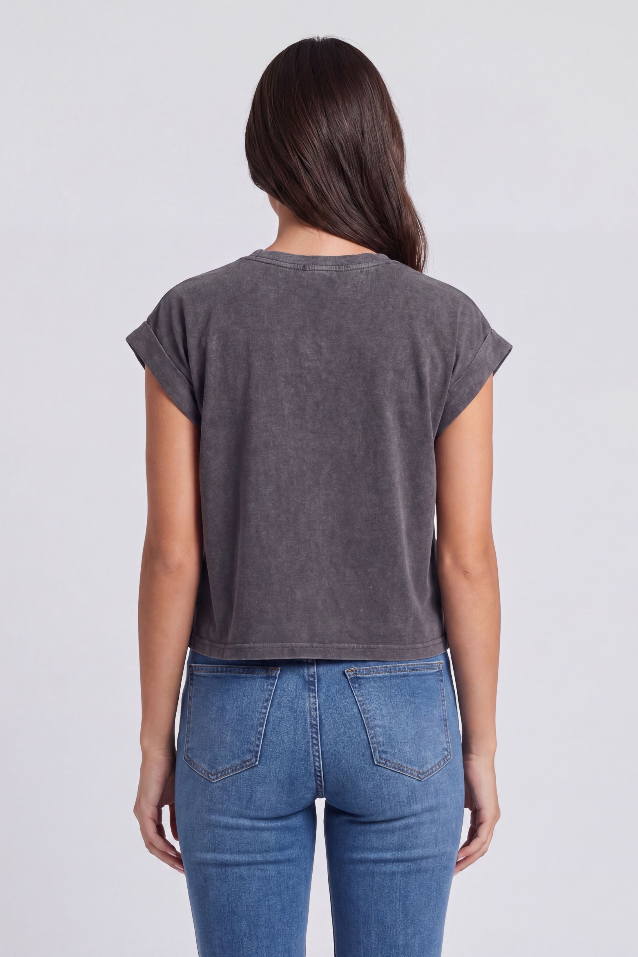 Leela Washed Cotton Cuffed Short Sleeve Top