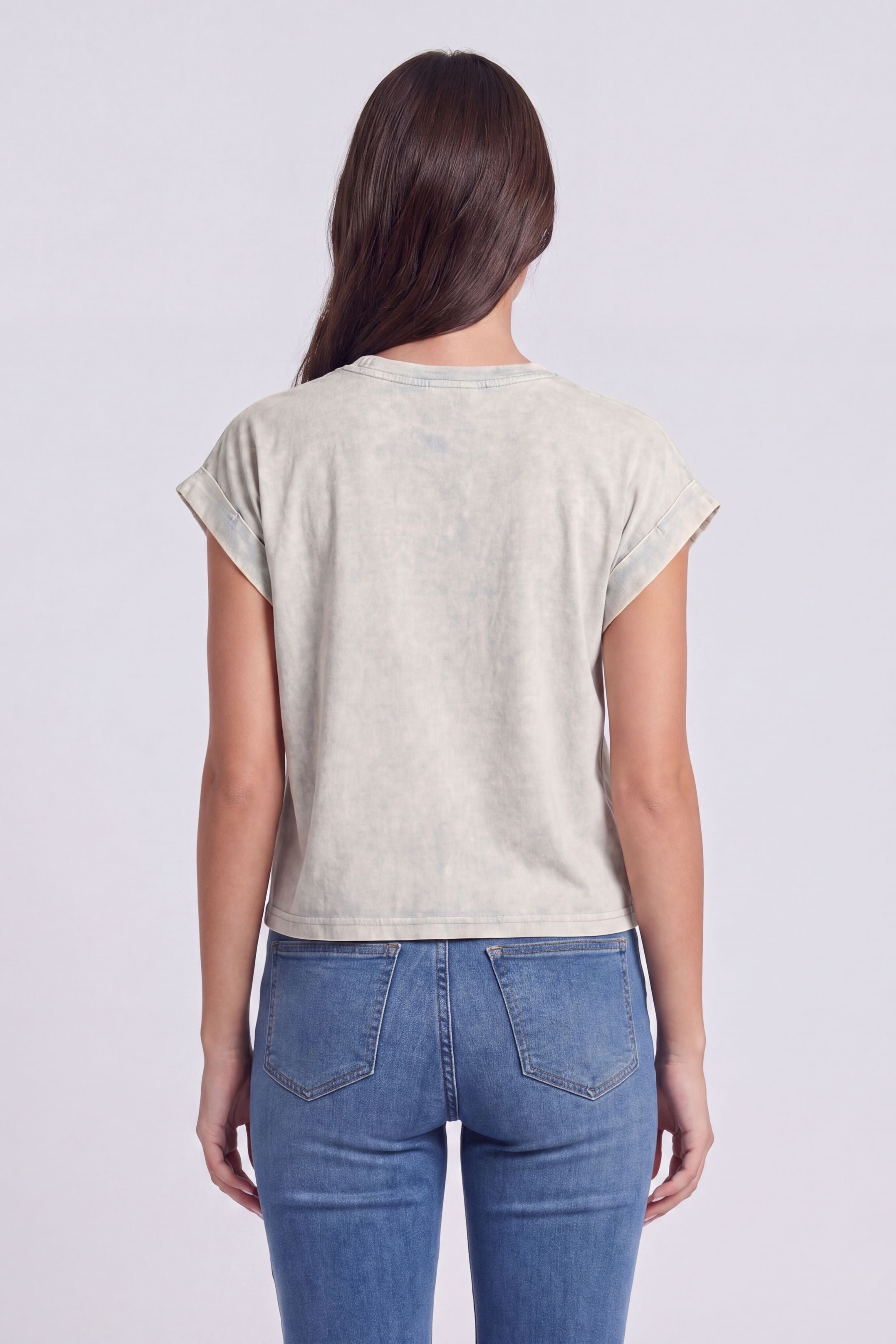 Leela Washed Cotton Cuffed Short Sleeve Top