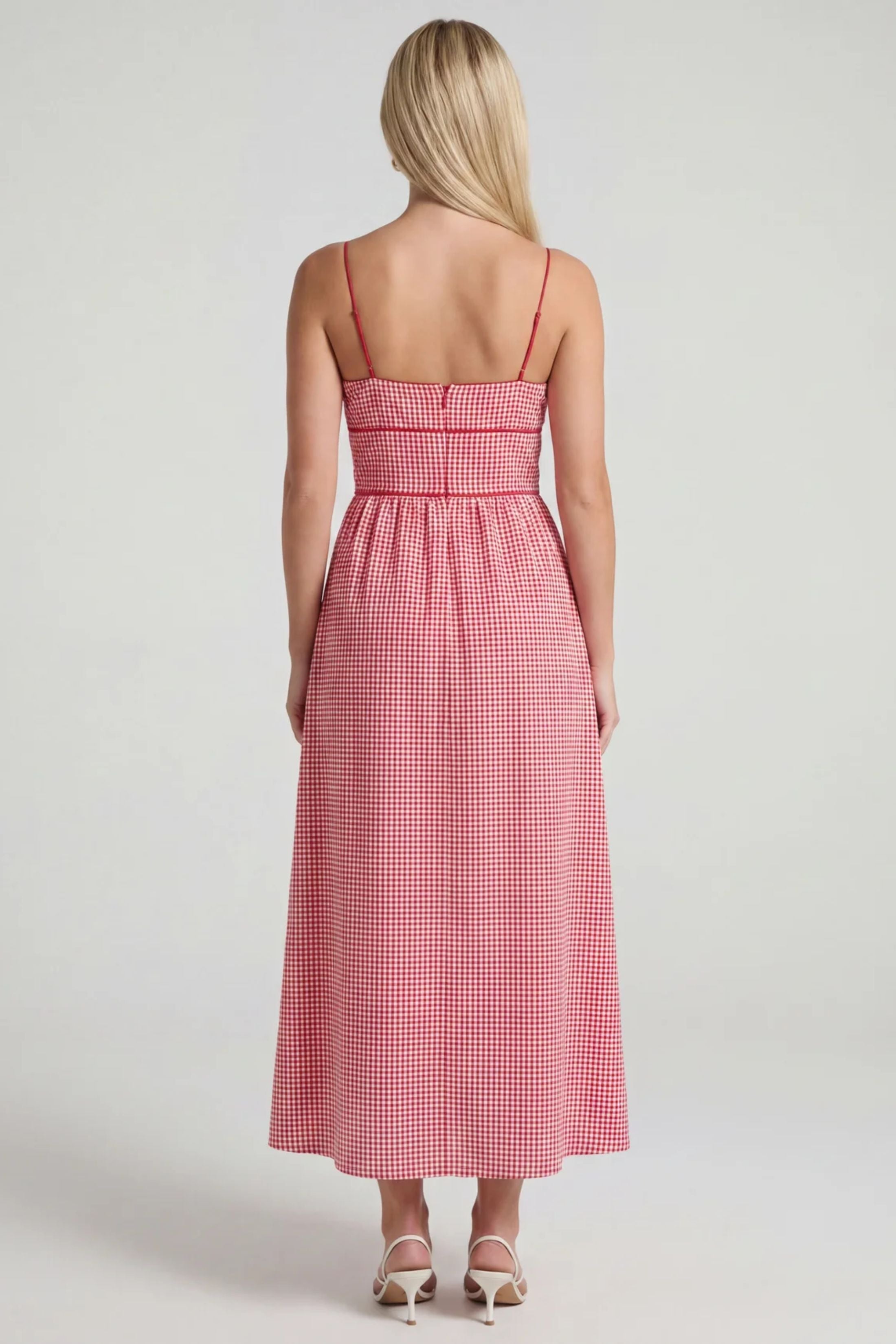 Chanley Gingham Spaghetti Strap Dress