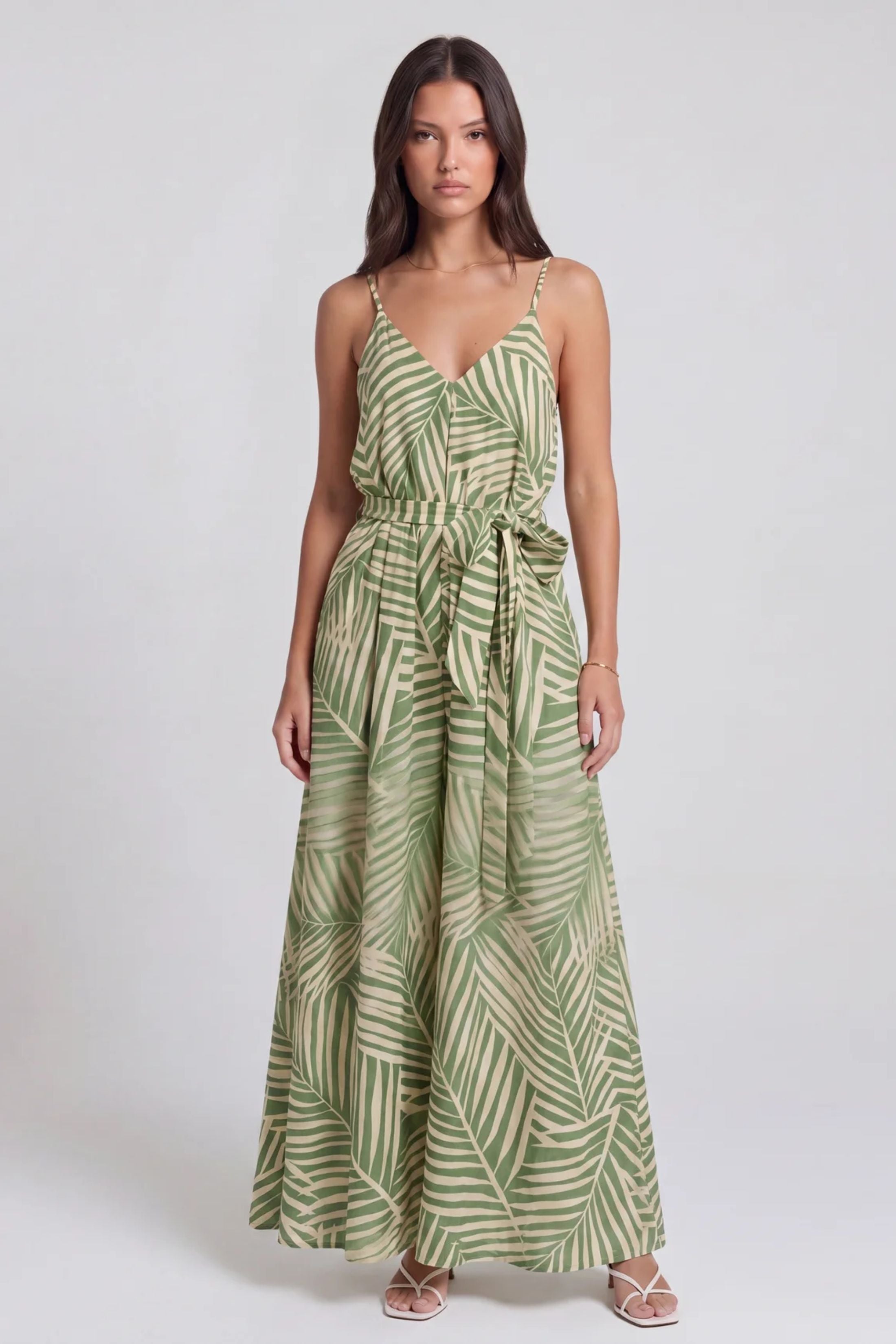 Cindy Tropical Print Spaghetti Strap Dress