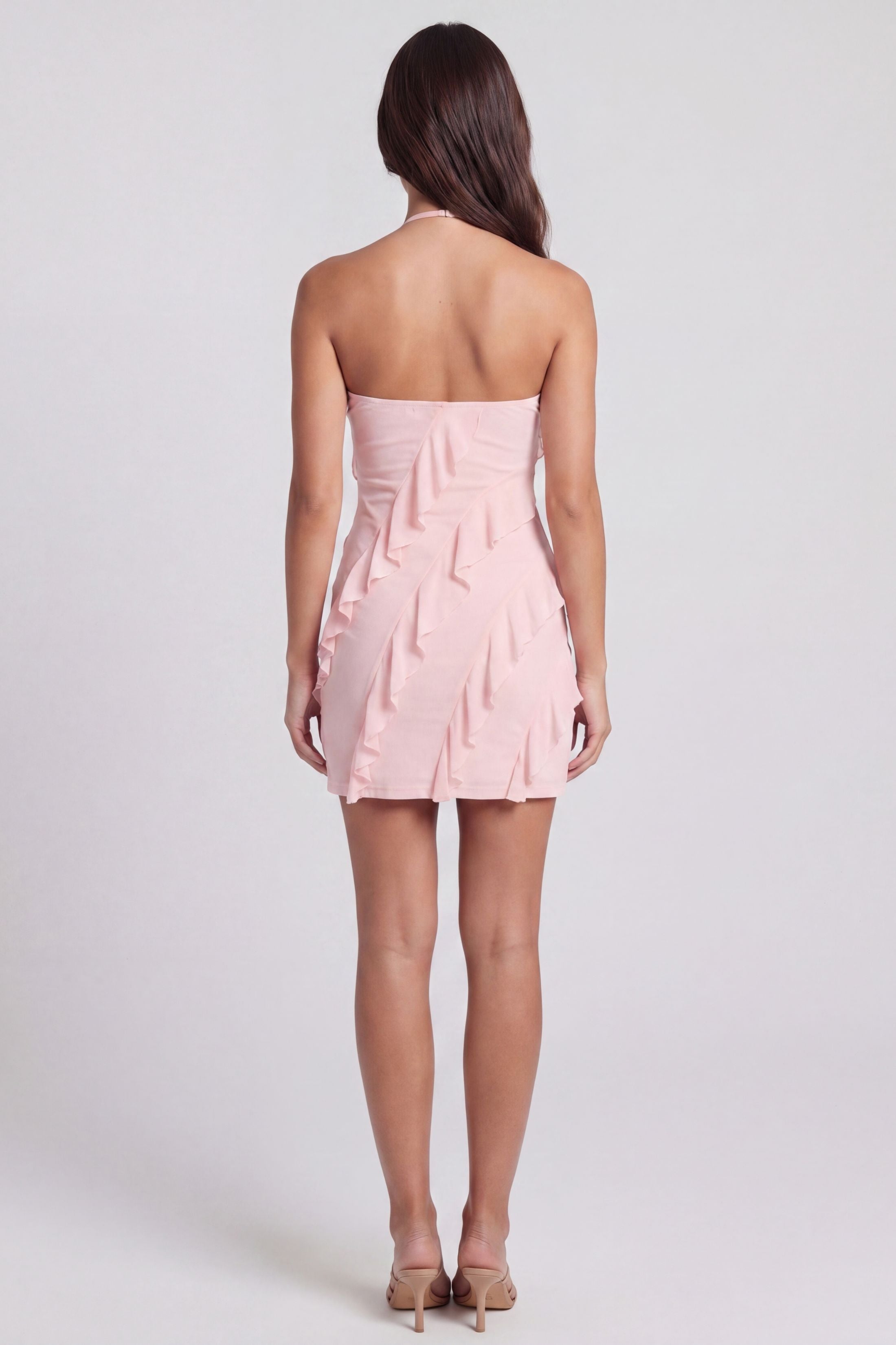Jessie Ruffle Halter Mini Dress
