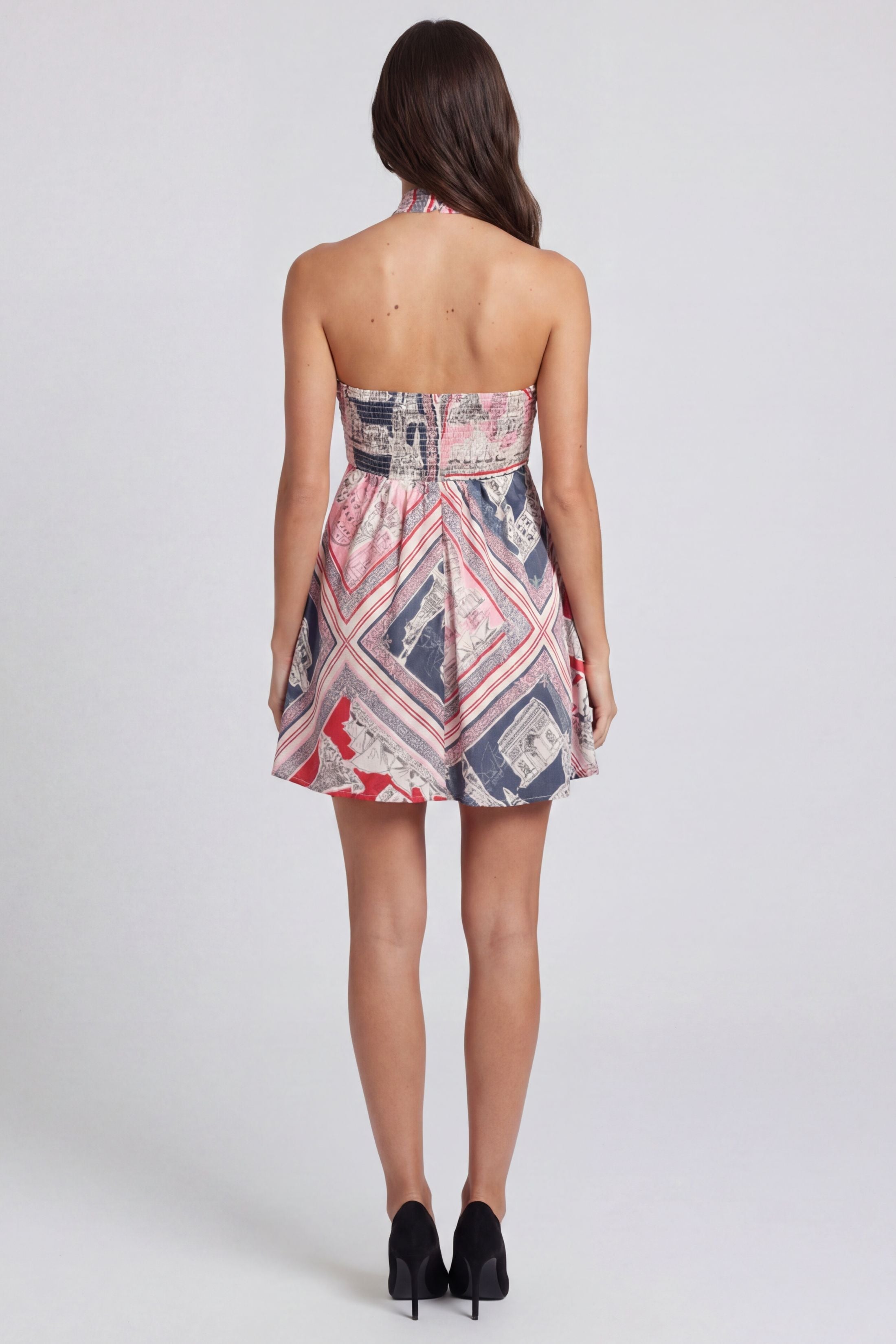 Maeve Printed Halter Neck Mini Dress