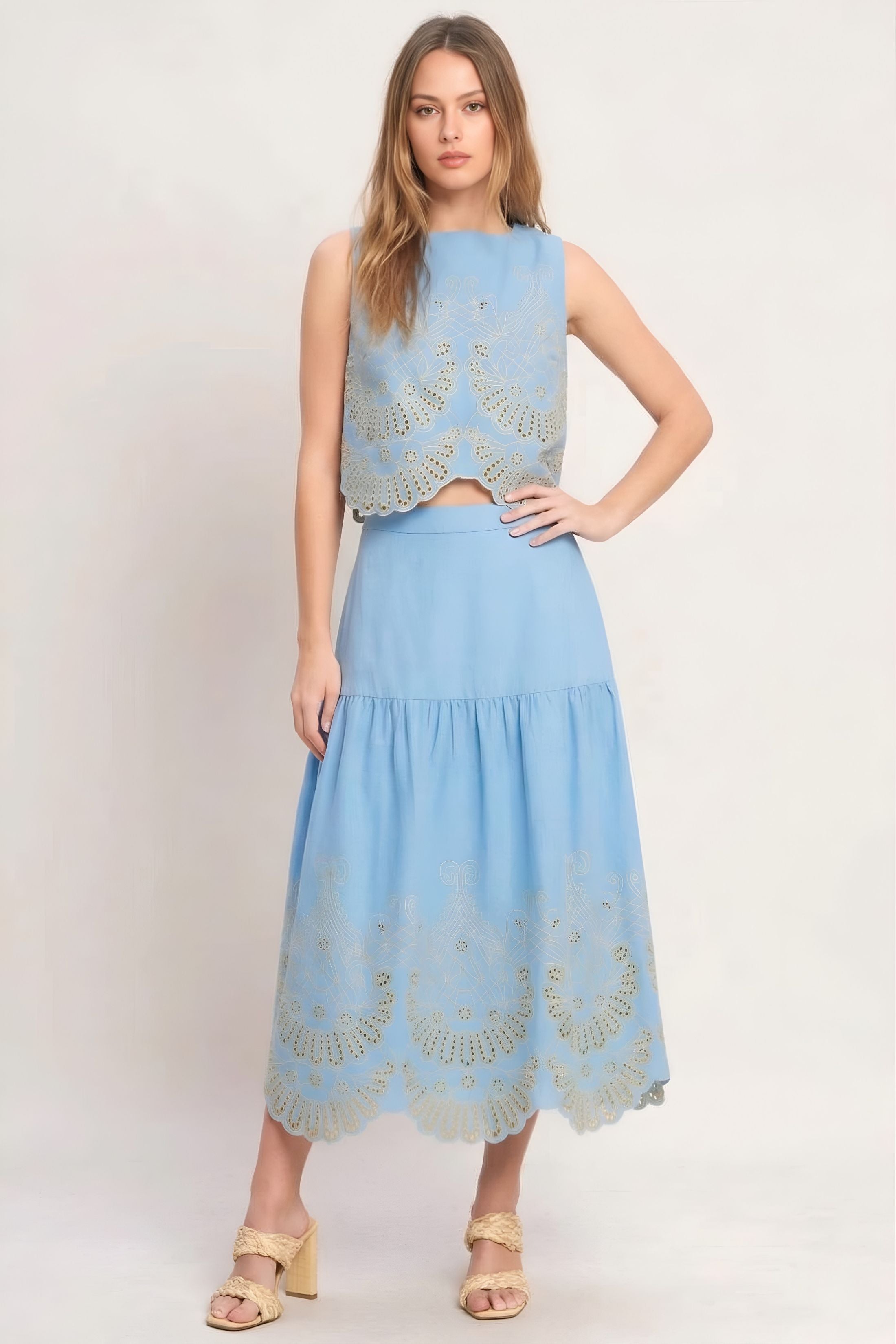 Birdie Embroidery Maxi Skirt