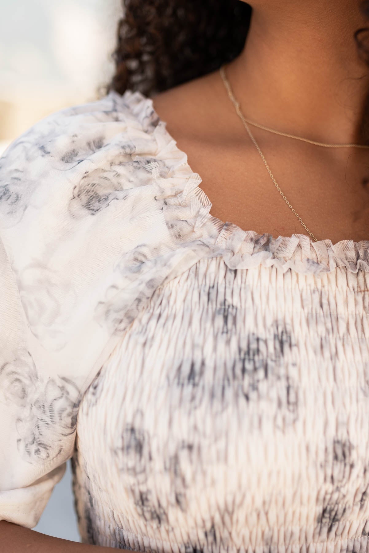 Sophie Grey Floral Tiered Dress