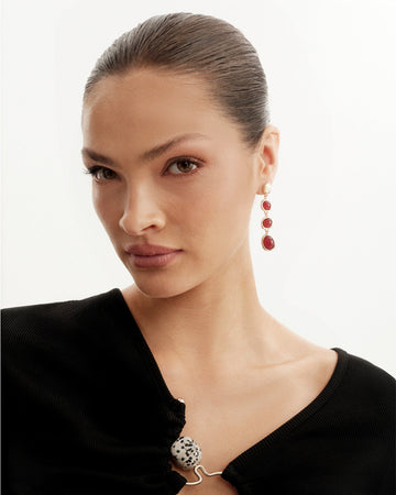 TAYLOR EARRINGS - GOLD-BURGUNDY