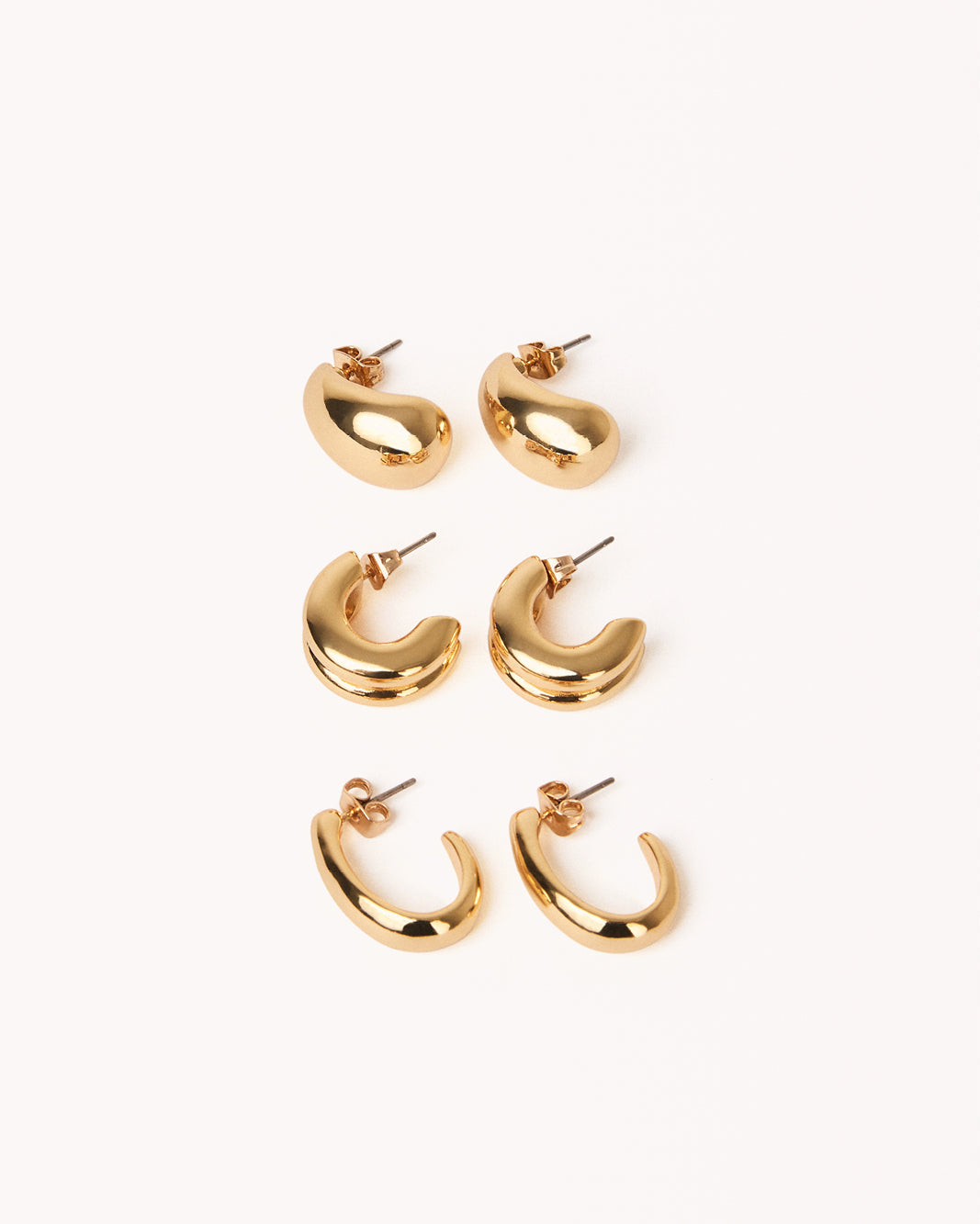 ZALI 3 PACK EARRINGS - GOLD PLATED 18K