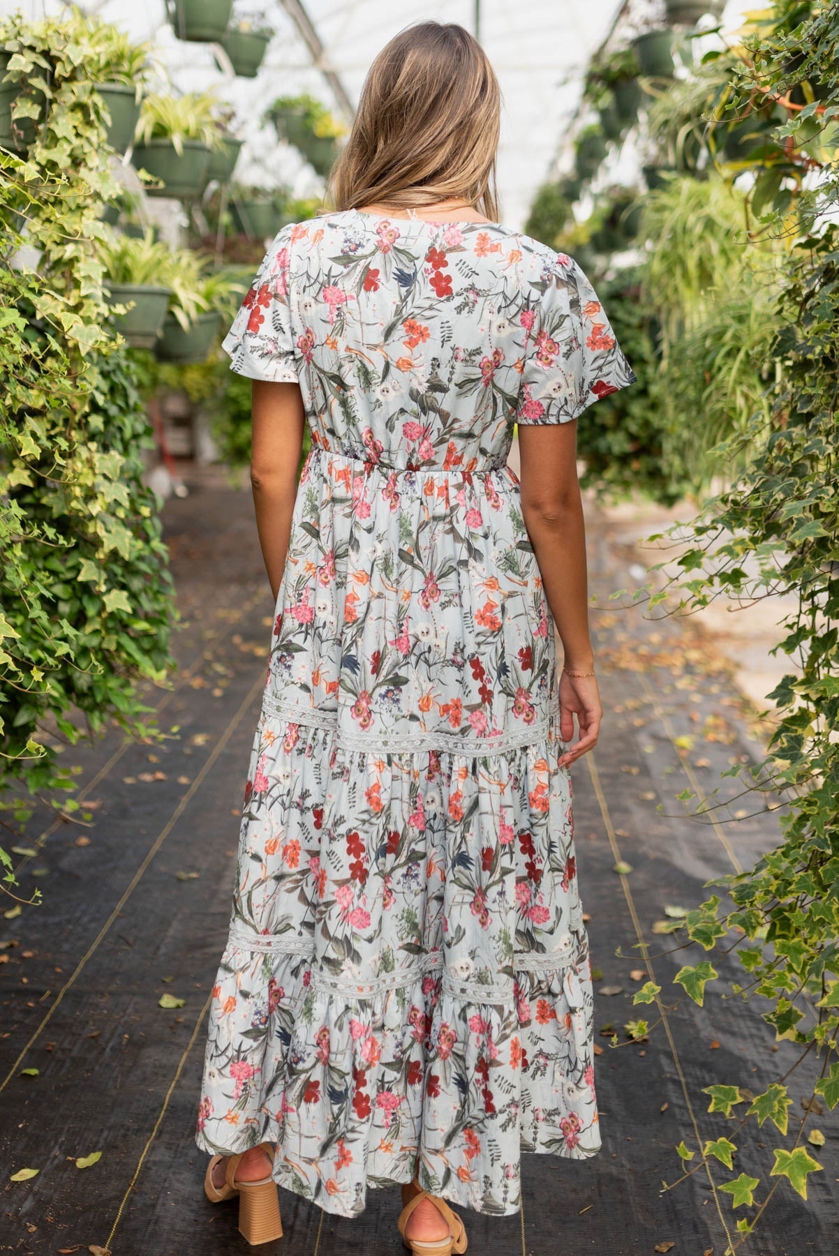 Zoie Blue Floral Tiered Dress