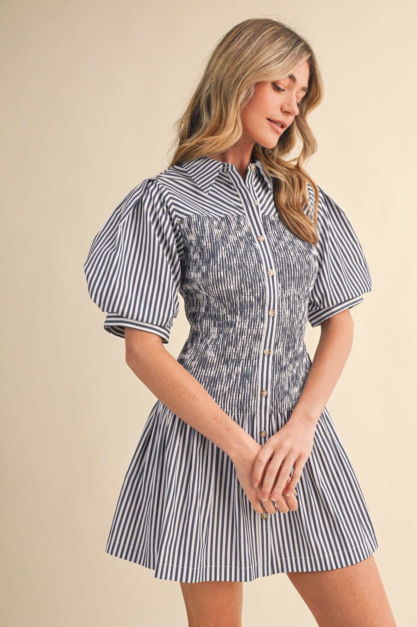Jess Striped Puff Sleeve Dress